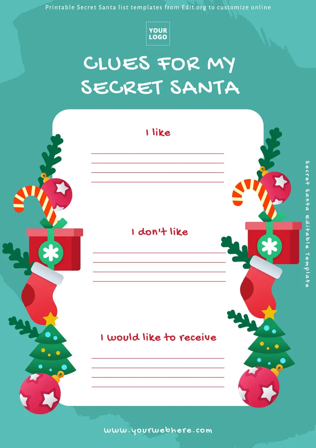 Free Printable Secret Santa Templates in Free Printable Secret Santa Template