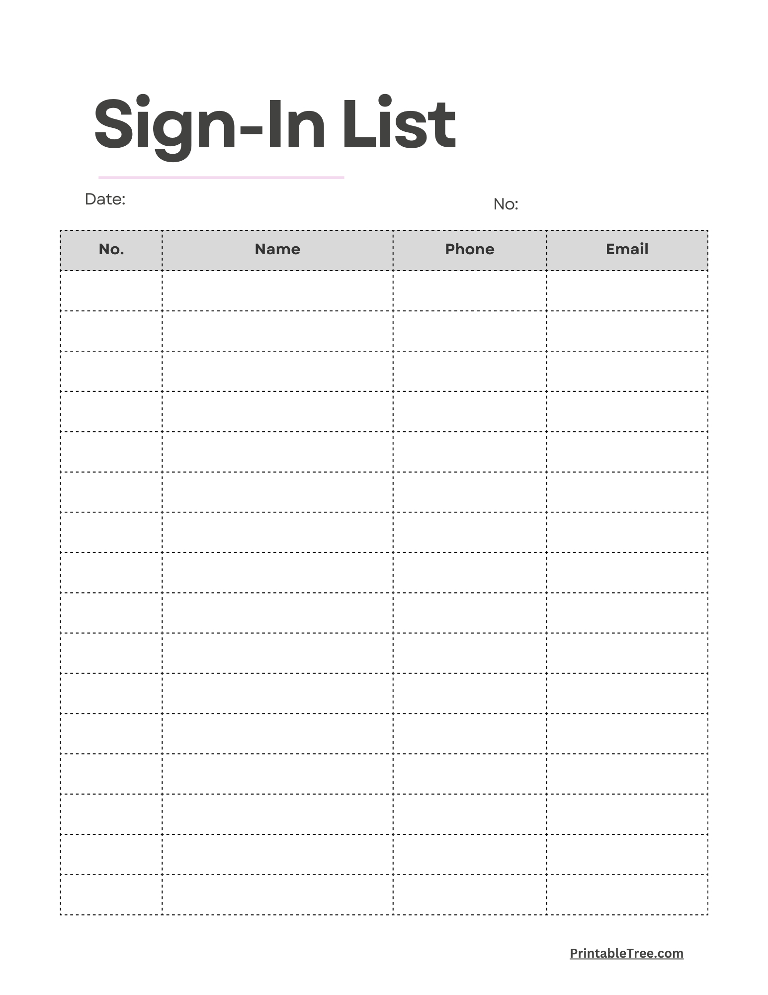 Free Printable Sign-Up And Sign-In Sheet Pdf Templates intended for Sign In Sheet Printable Free