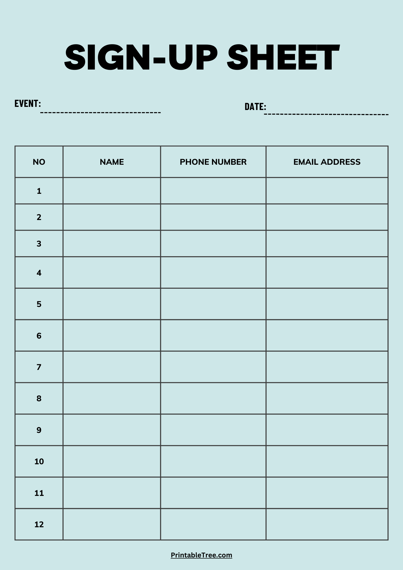 Free Printable Sign-Up And Sign-In Sheet Pdf Templates regarding Printable Sign Up Sheets Free