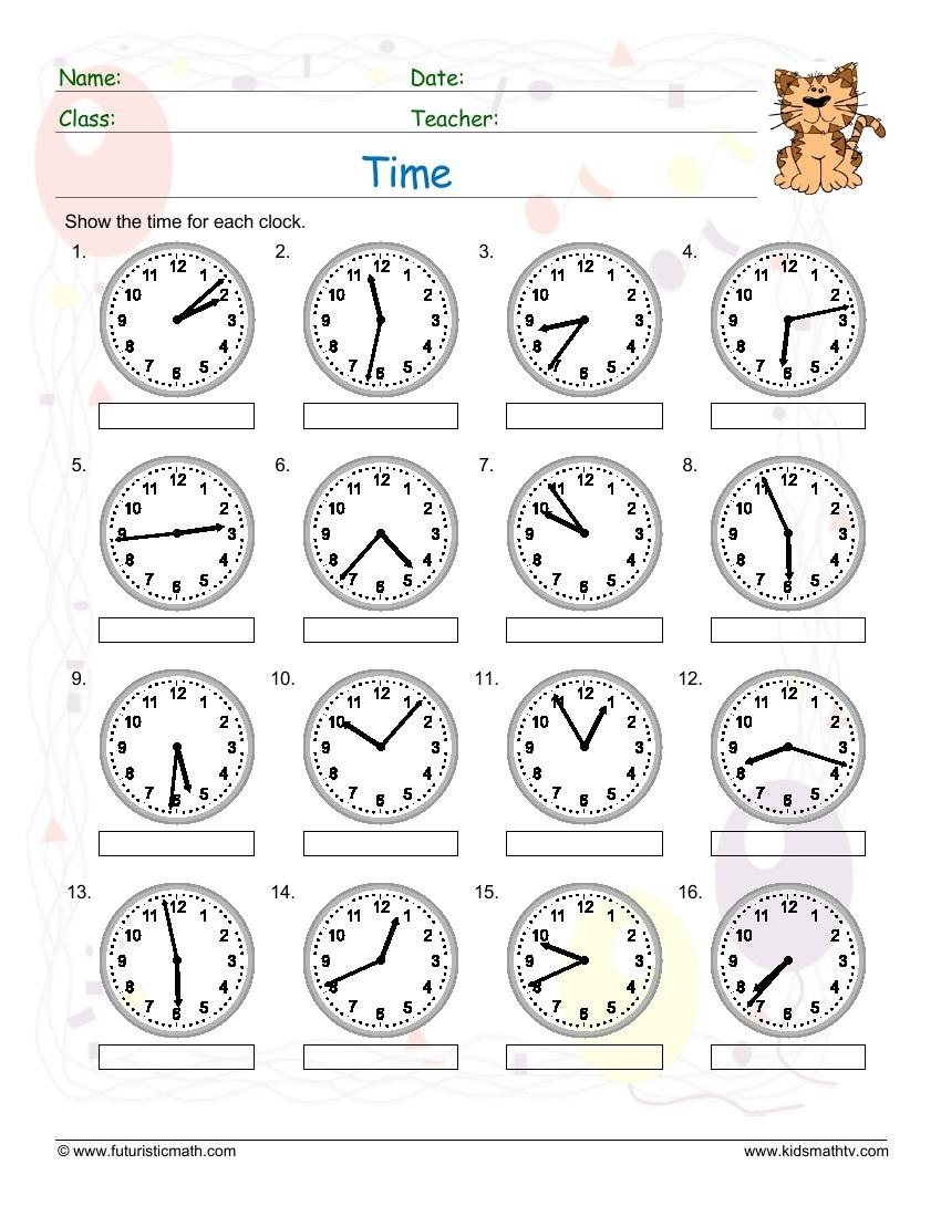 Free Printable Telling Time Worksheets - Kiddoworksheets in Telling Time Sheets Free Printable