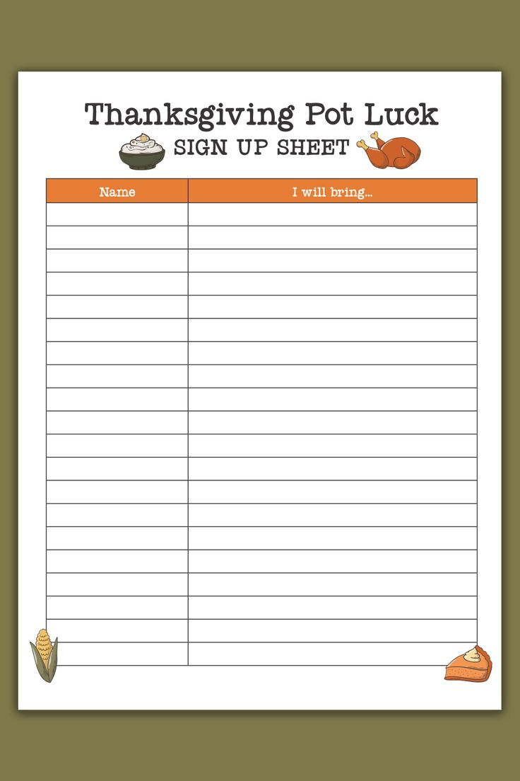 Free Printable Thanksgiving Potluck Sign Up Sheet Set - Google throughout Free Printable Thanksgiving Potluck Sign Up Sheet