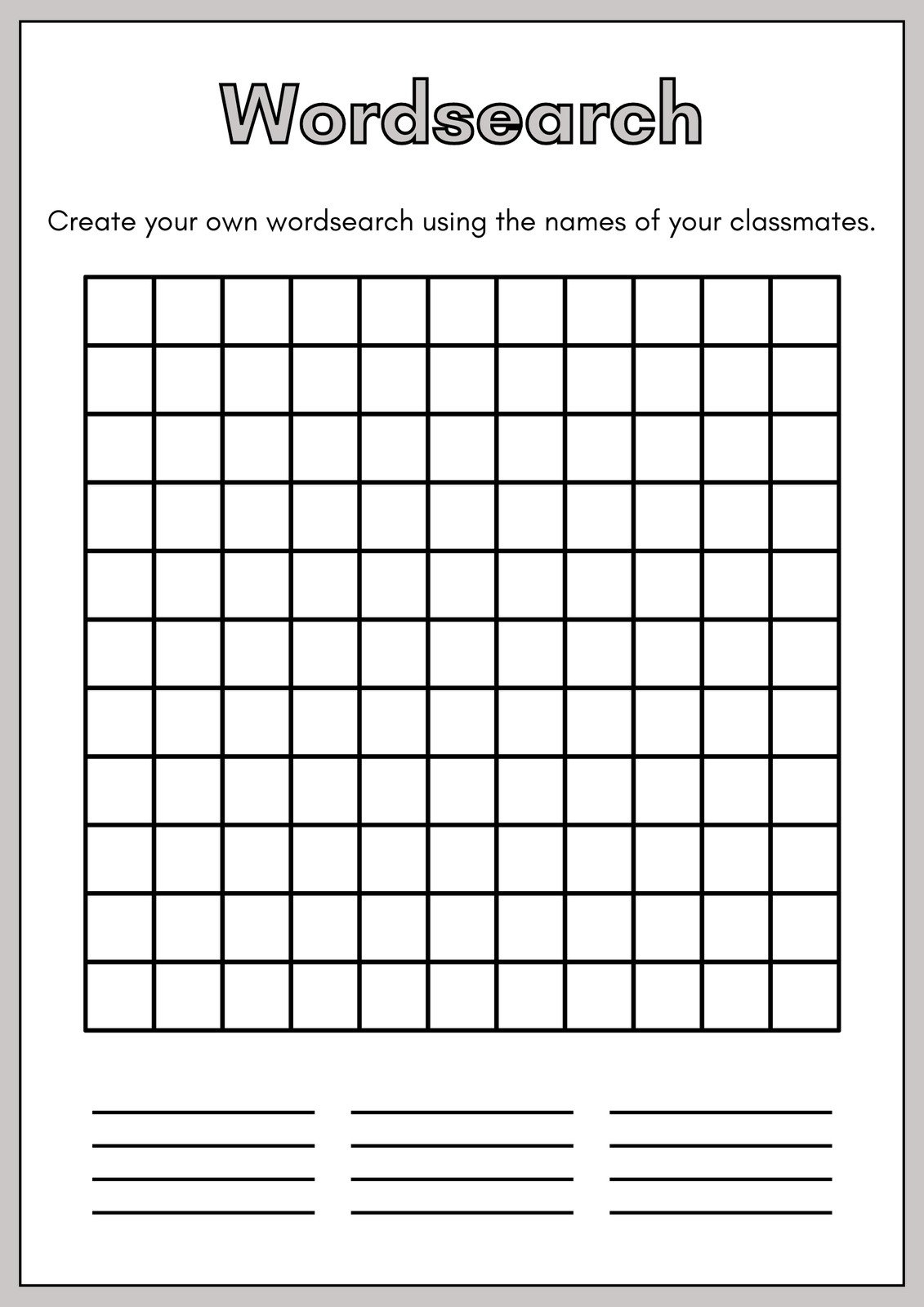 Free Printable Word Search Worksheet Templates | Canva inside Make Your Own Word Search Puzzle Free Printable
