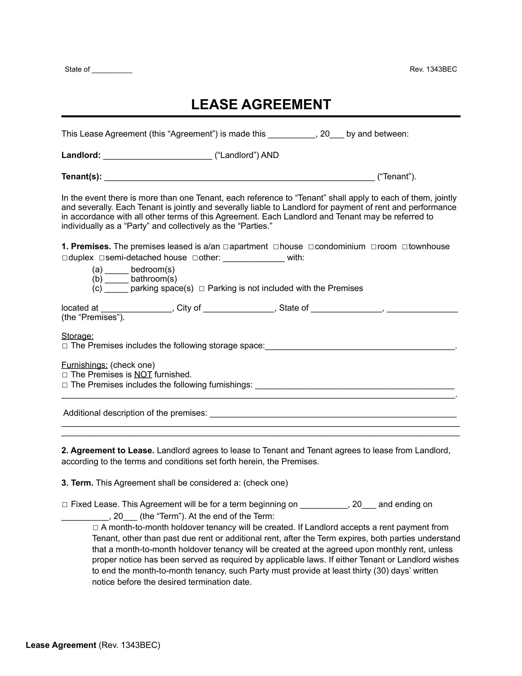 Free Rental &amp;amp; Lease Agreement Templates | Pdf &amp;amp; Word intended for Printable Residential Lease Agreement