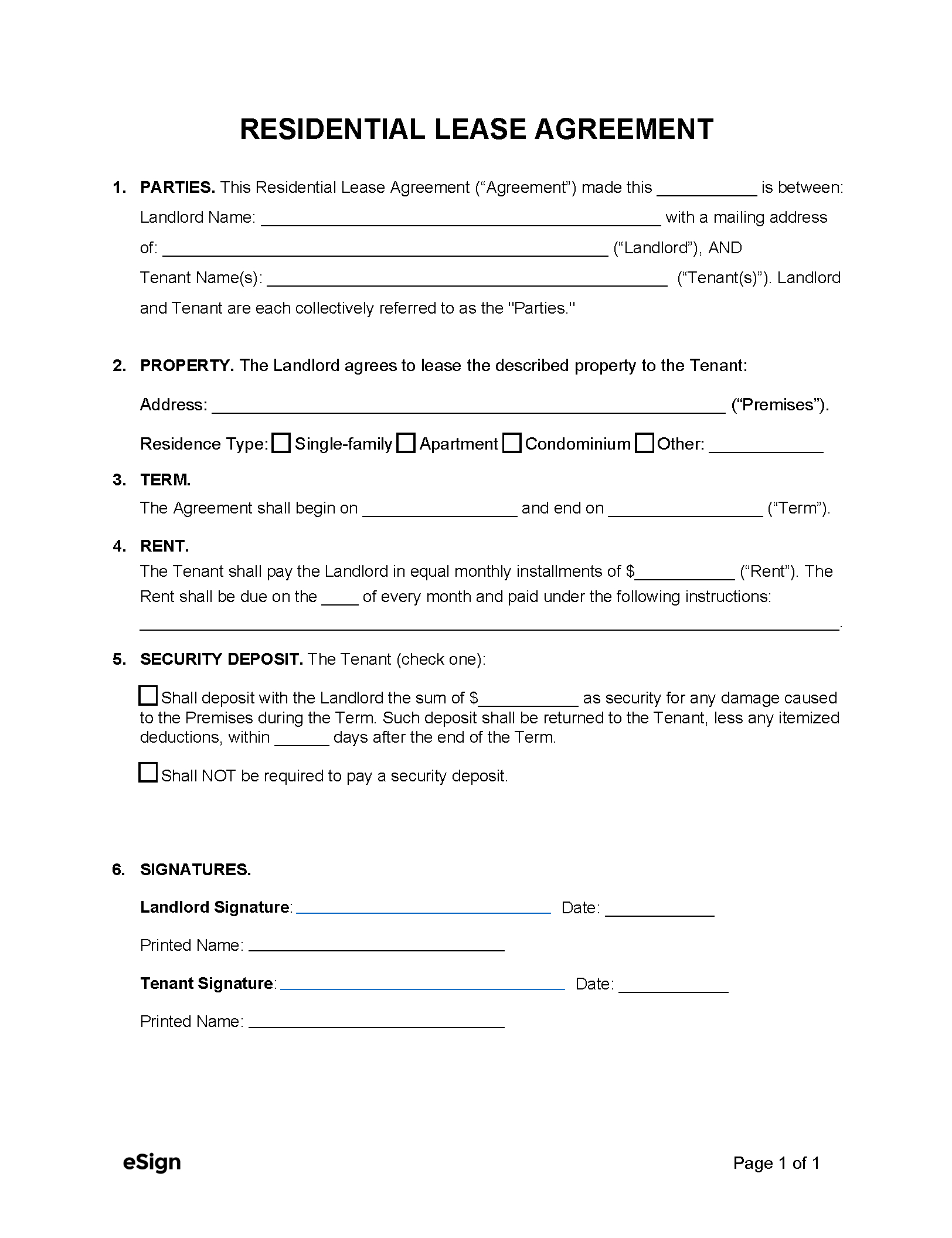 Free Simple (1-Page) Lease Agreement Template | Pdf | Word throughout Free Printable Basic Lease Agreement