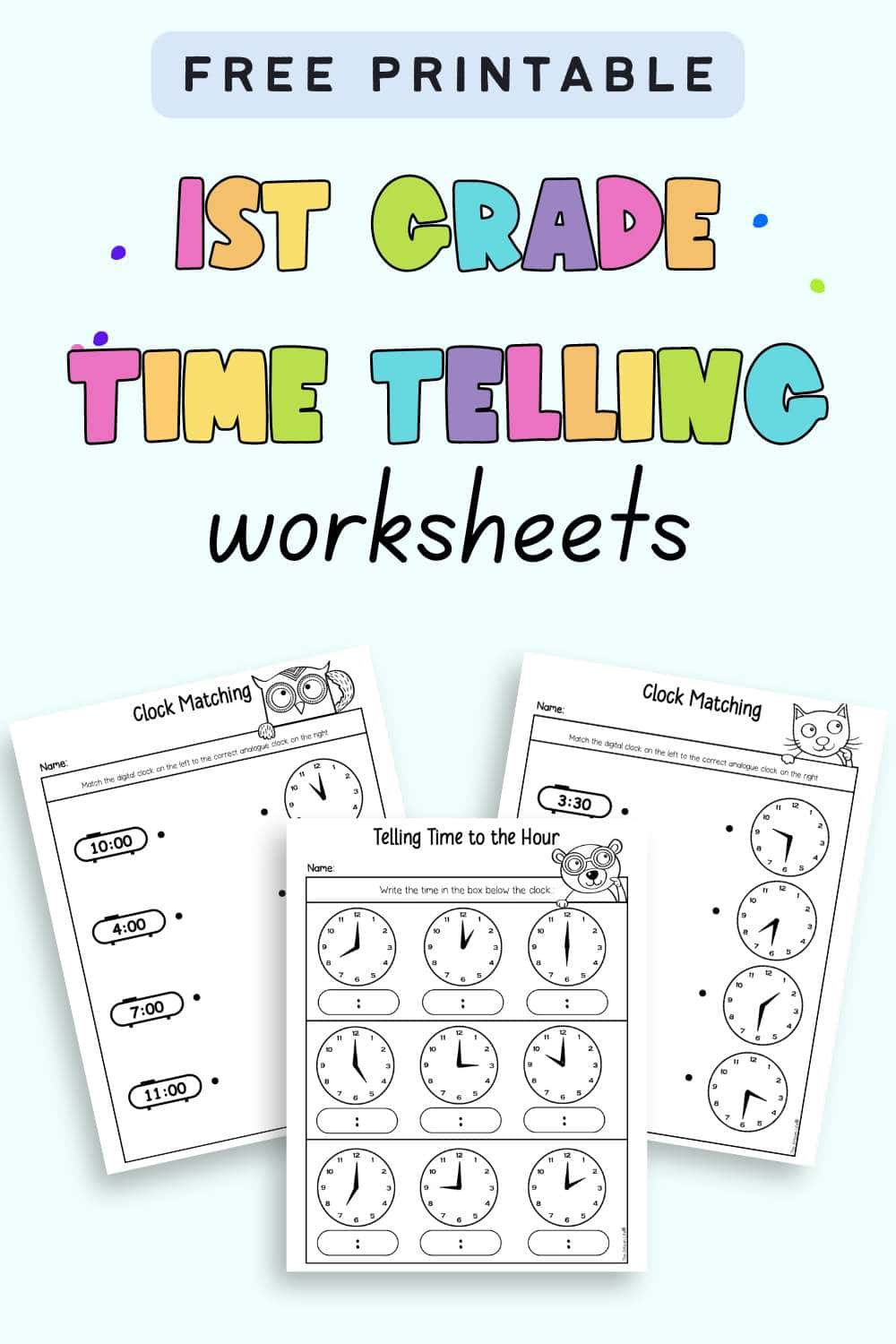 Free Telling Time First Grade Worksheets - The Artisan Life throughout Free Printable Activities For First Graders