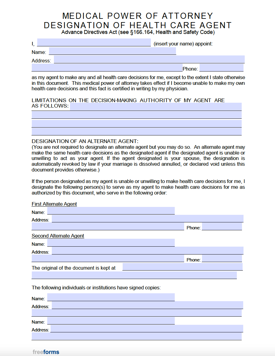 Free Texas Medical Power Of Attorney Form | Pdf for Free Printable Medical Power Of Attorney Template