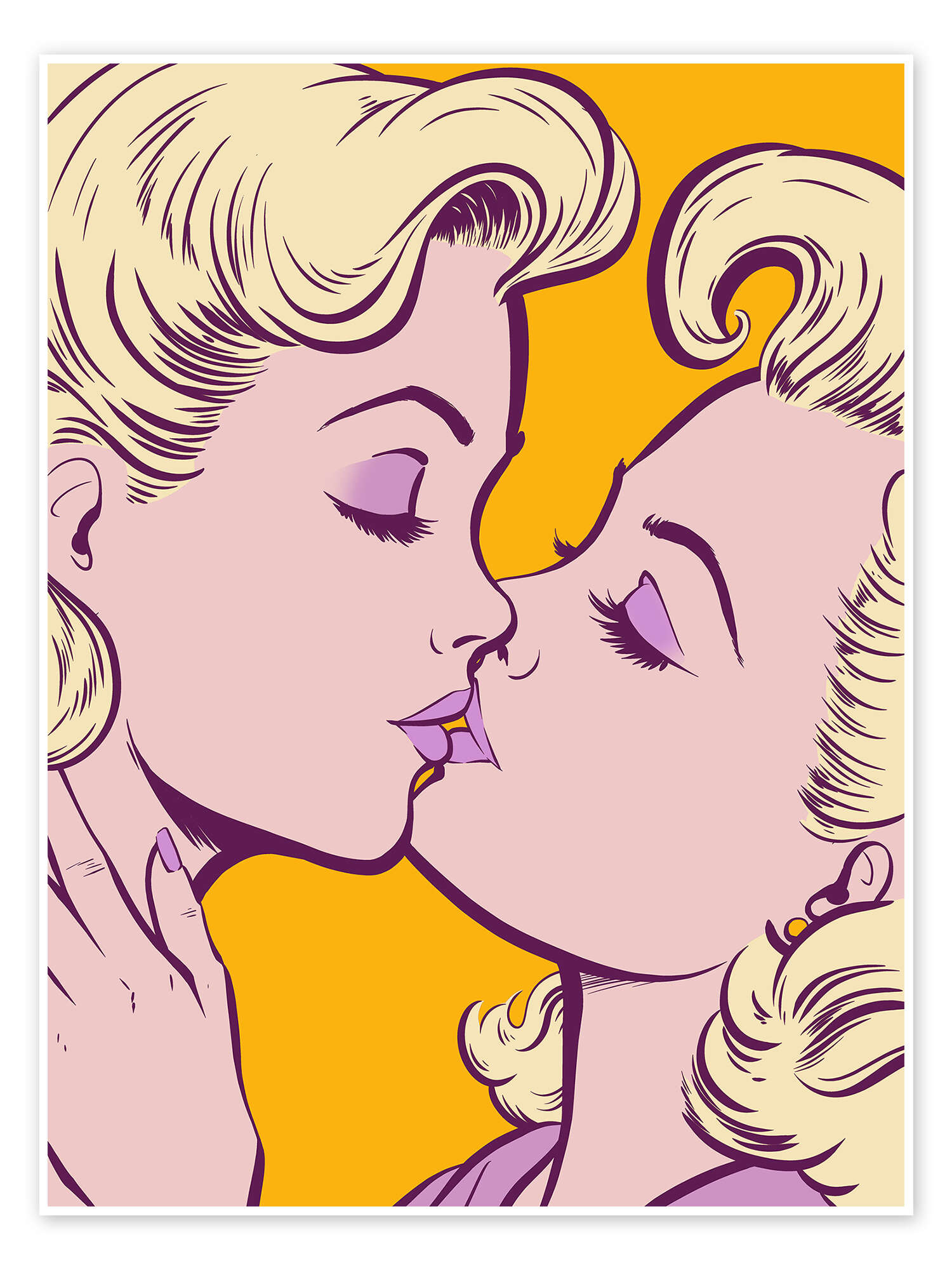 Girls Kiss Printwalter Fröhlich | Posterlounge intended for Full Printable Story of Two Girls Kissing