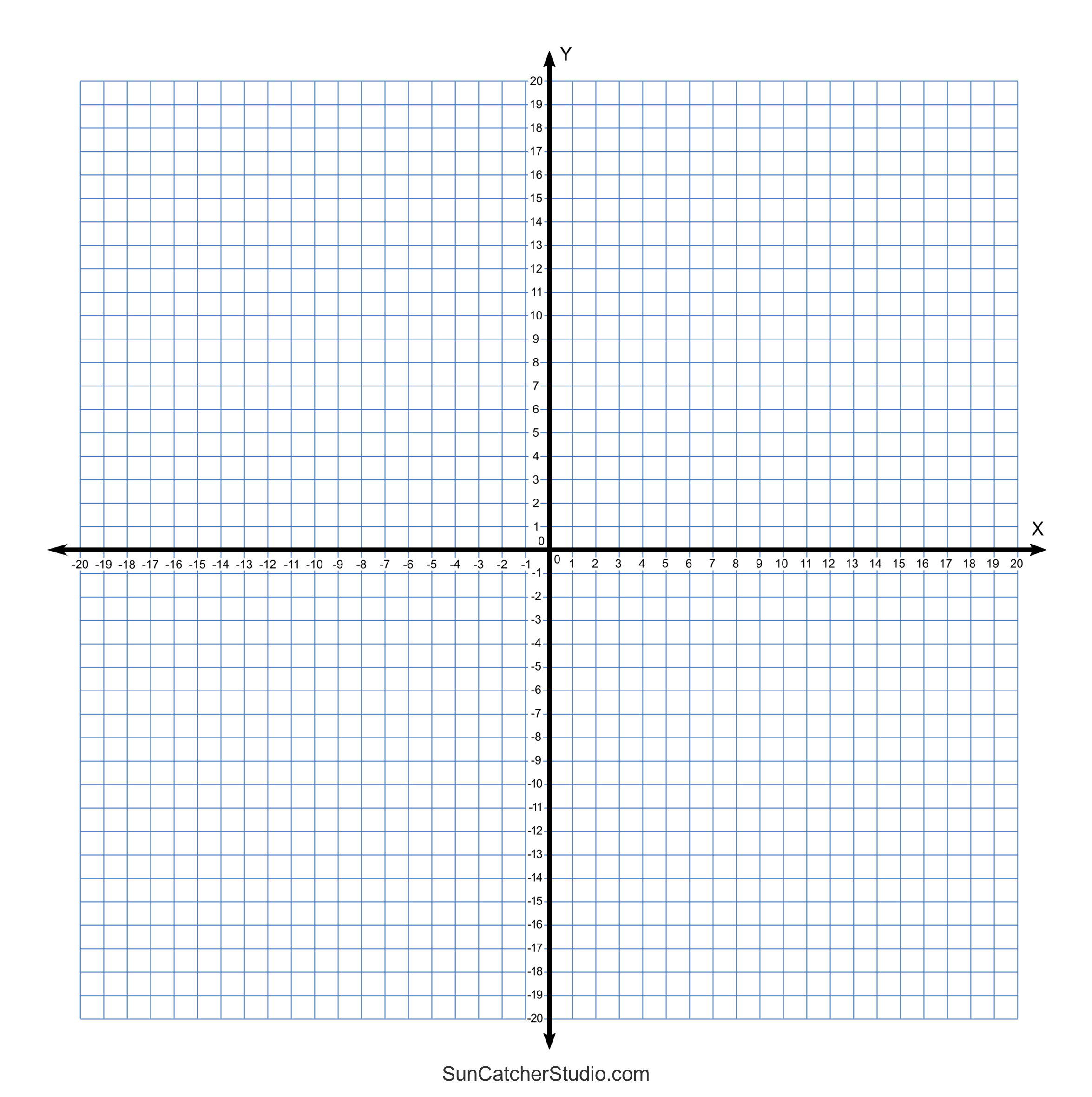 Grid Paper (Printable 4 Quadrant Coordinate Graph Paper Templates pertaining to Printable Graphing Paper with Numbers