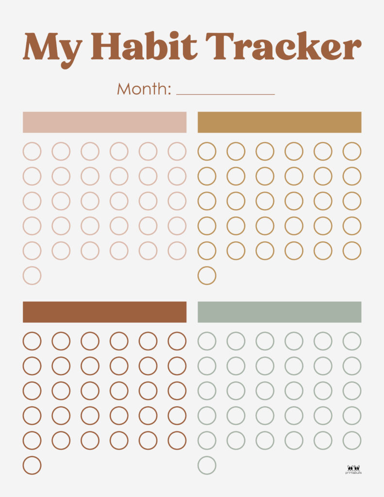 Habit Trackers - 25 Free Printables | Printabulls with Monthly Habit Tracker Printable