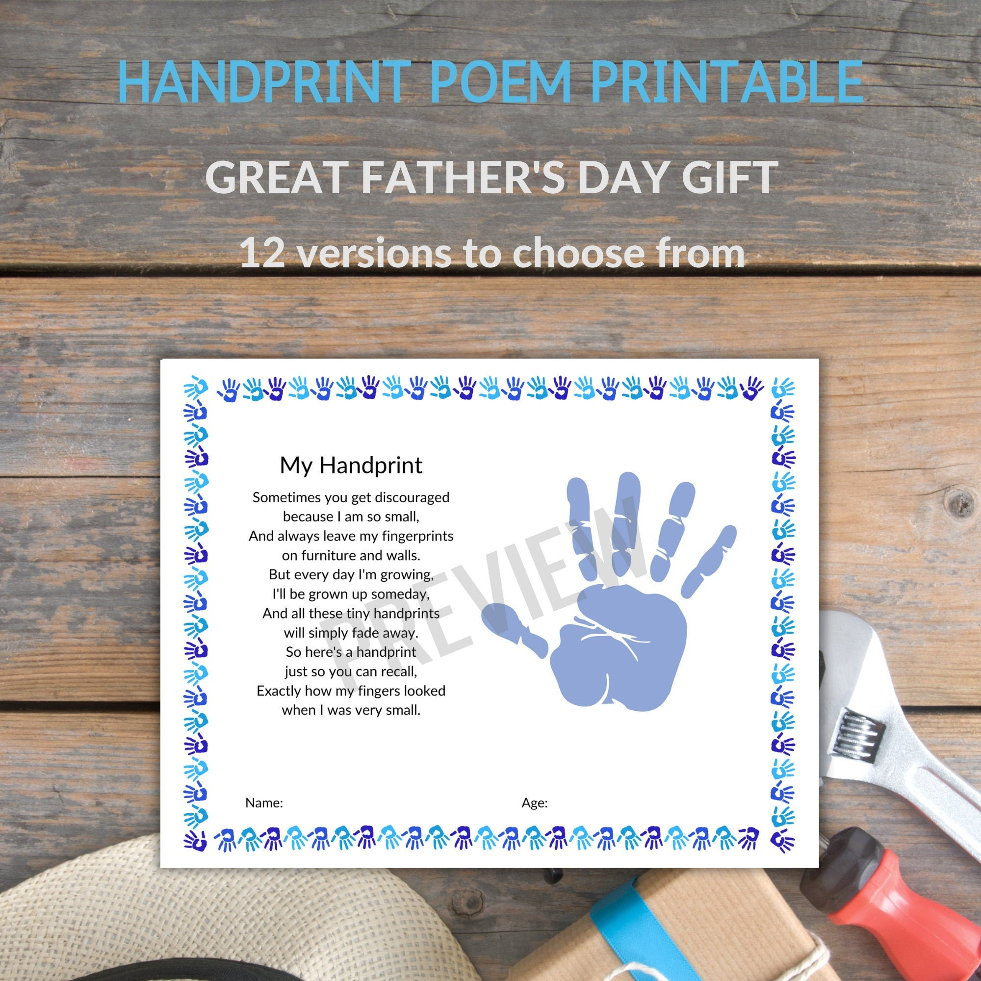 Handprint Poem Printable - Father&amp;#039;S Day Gift - Preschool regarding Printable Father&amp;amp;#039;s Day Handprint Poem