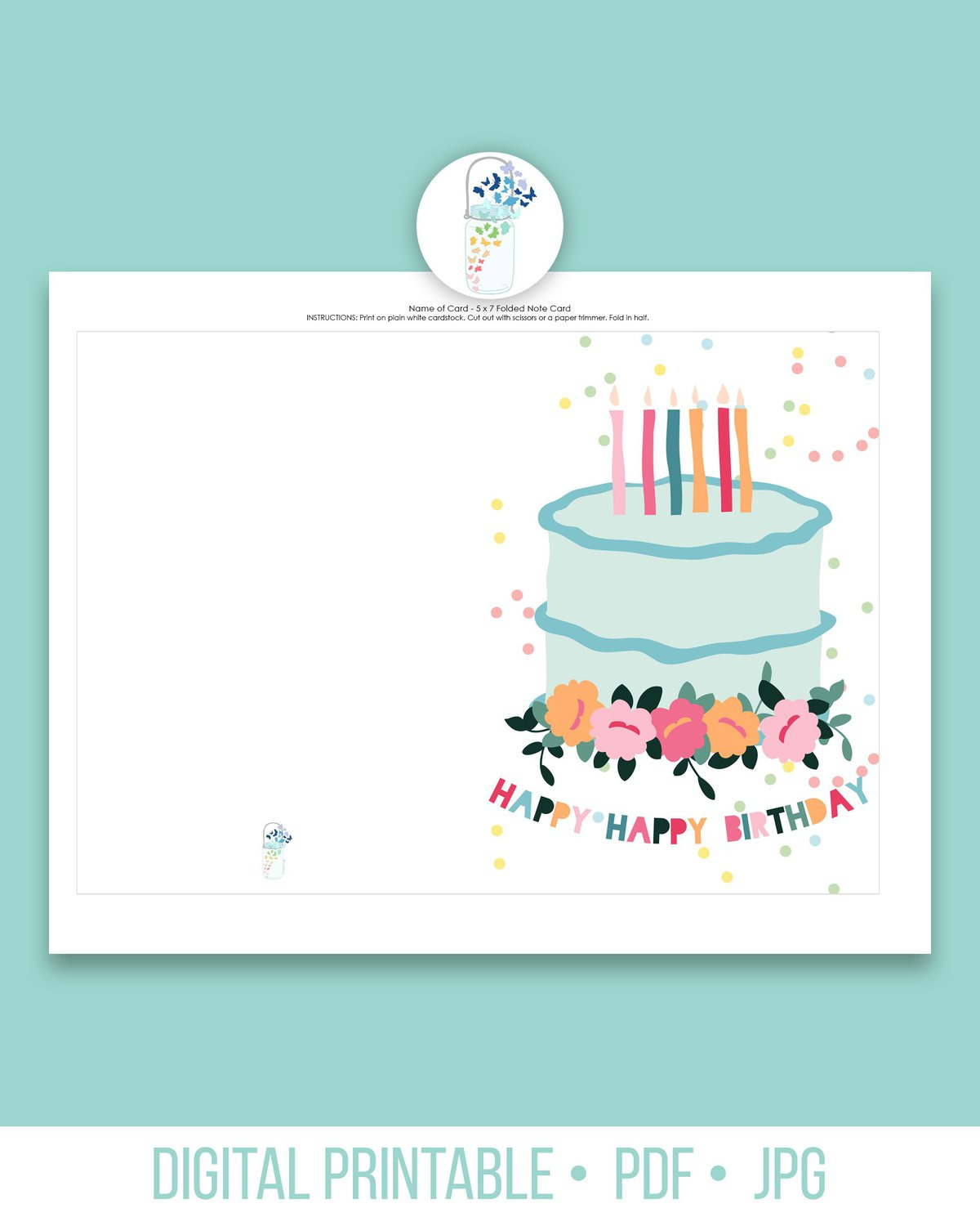 Happy Happy Birthday Printable Card, 5X7 - Lauras Crafty Life inside Happy B Day Cards Printable