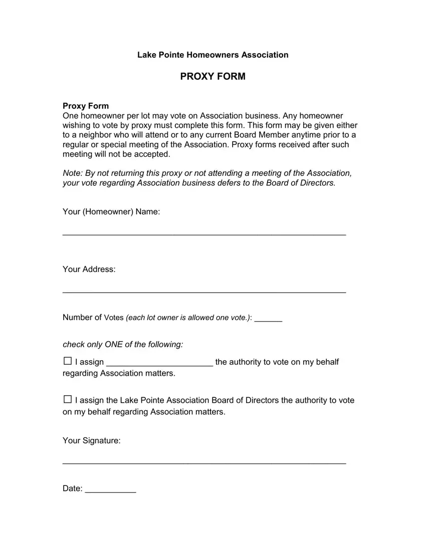 Homeowners Association Proxy ≡ Fill Out Printable Pdf Forms Online pertaining to Free Printable Hoa Proxy Form