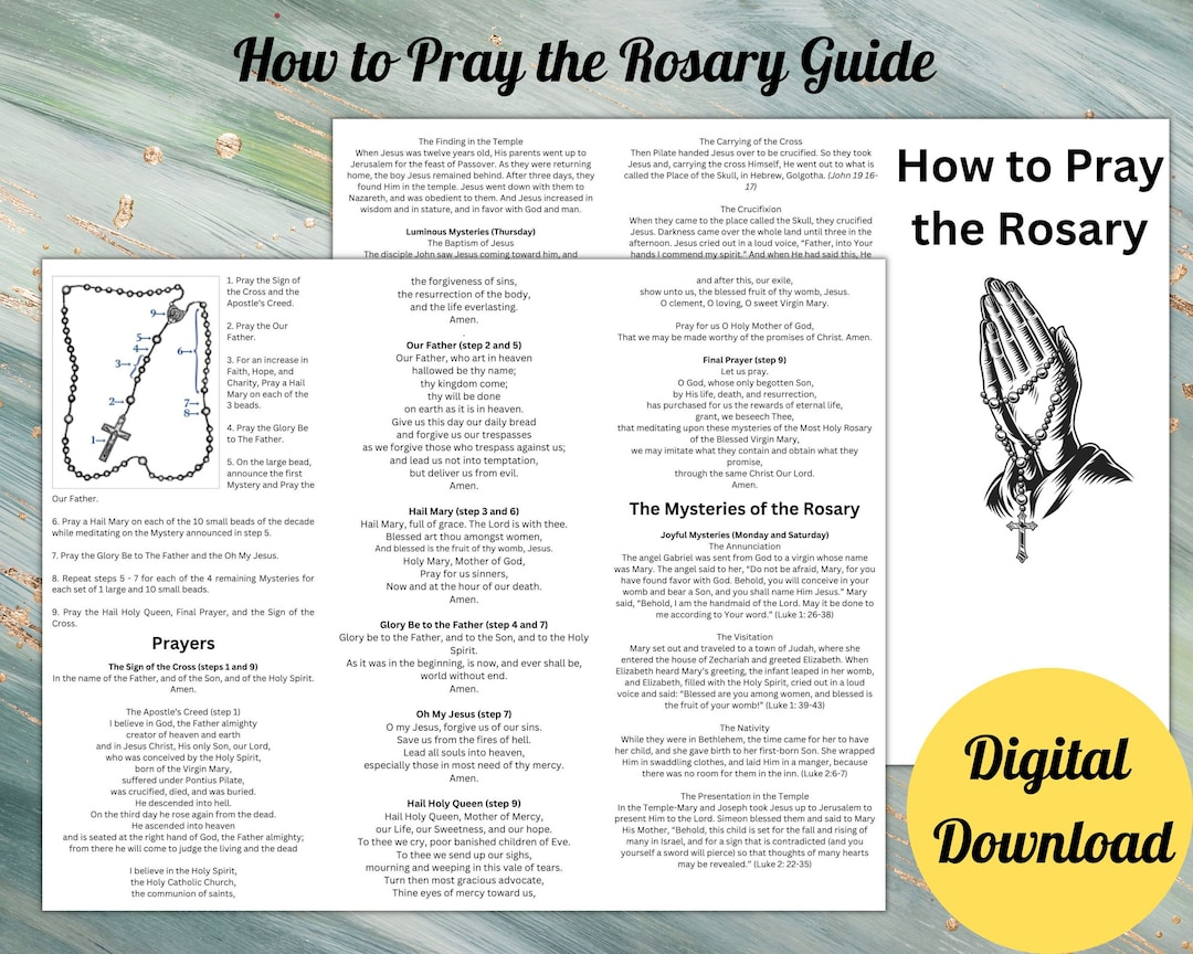How To Pray The Rosary Guide, Catholic Devotional Booklet throughout Guide How To Pray The Rosary Printable Booklet