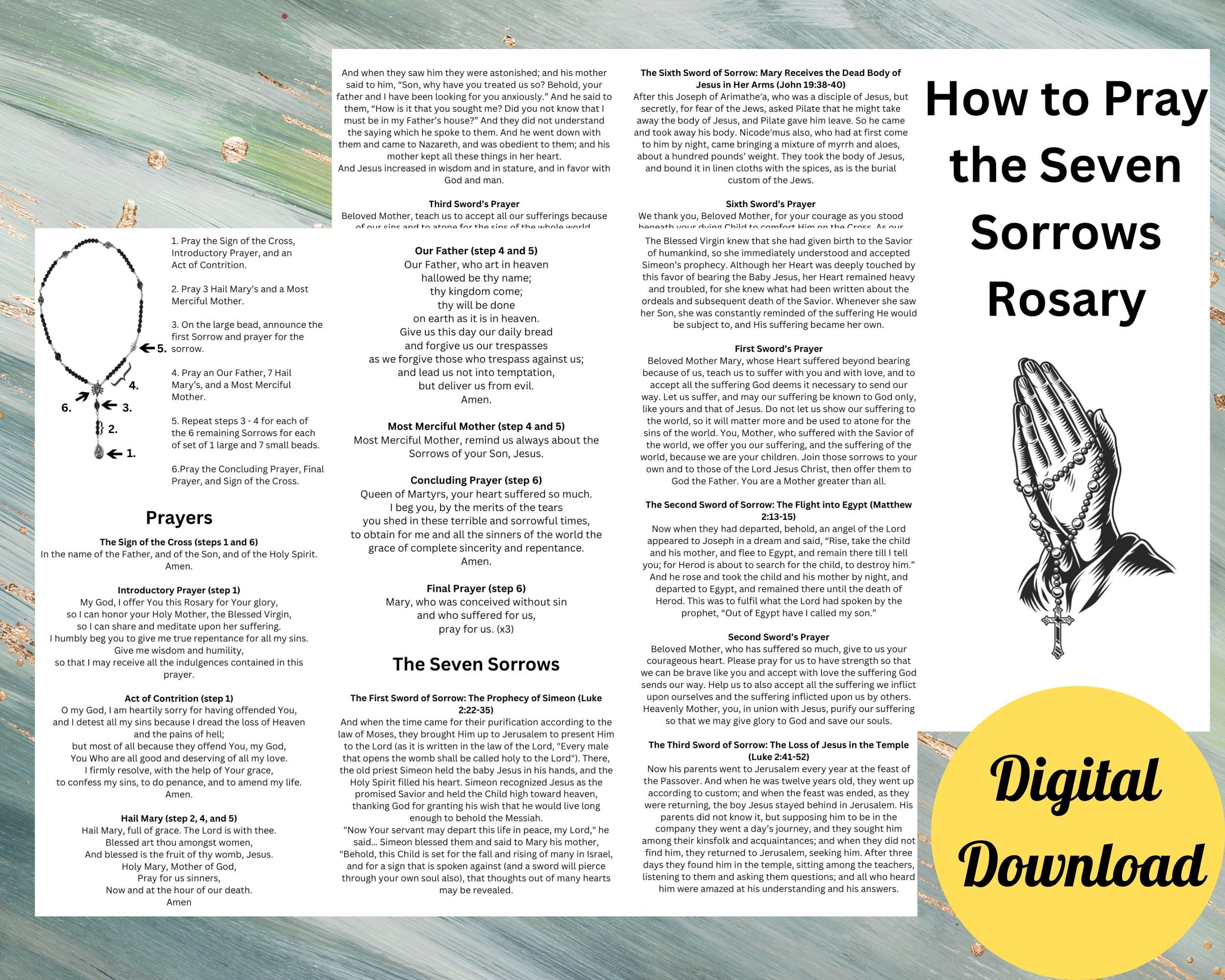 How To Pray The Seven Sorrows Rosary Guide, Catholic Devotional inside Rosary of the Seven Sorrows Printable