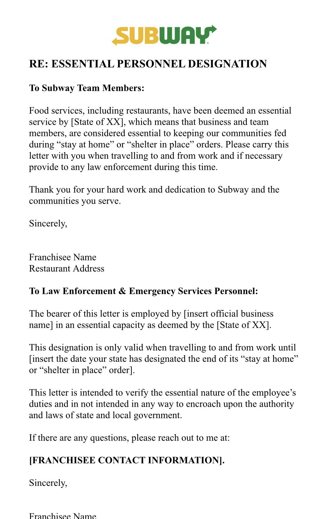 Ich Habe Gerade Diese Briefvorlage Erhalten. : R/Subway with regard to Subway Printable Application For Employment