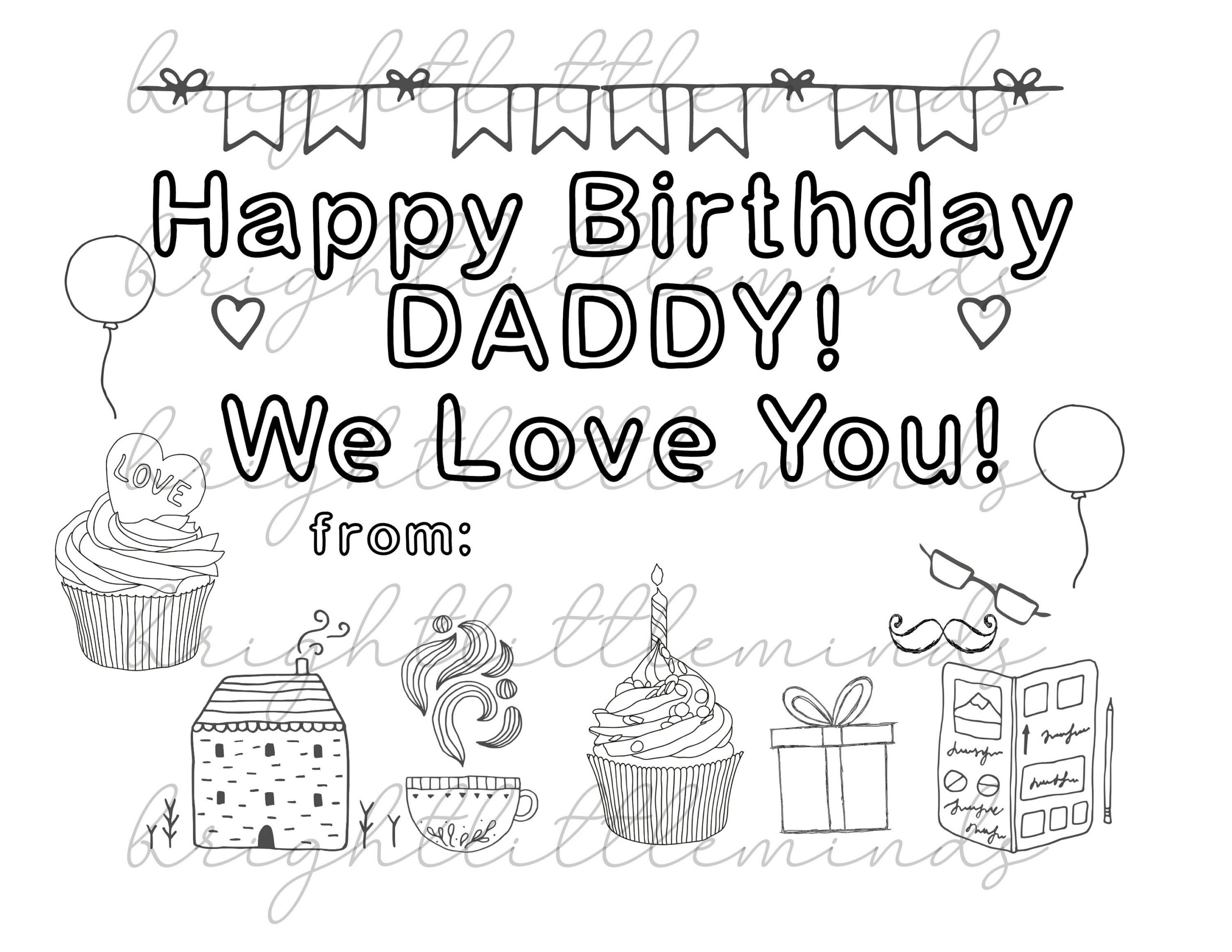 Instant Download | Printable | Happy Birthday Daddy | Diy Kids inside Happy Birthday Daddy Card Printable