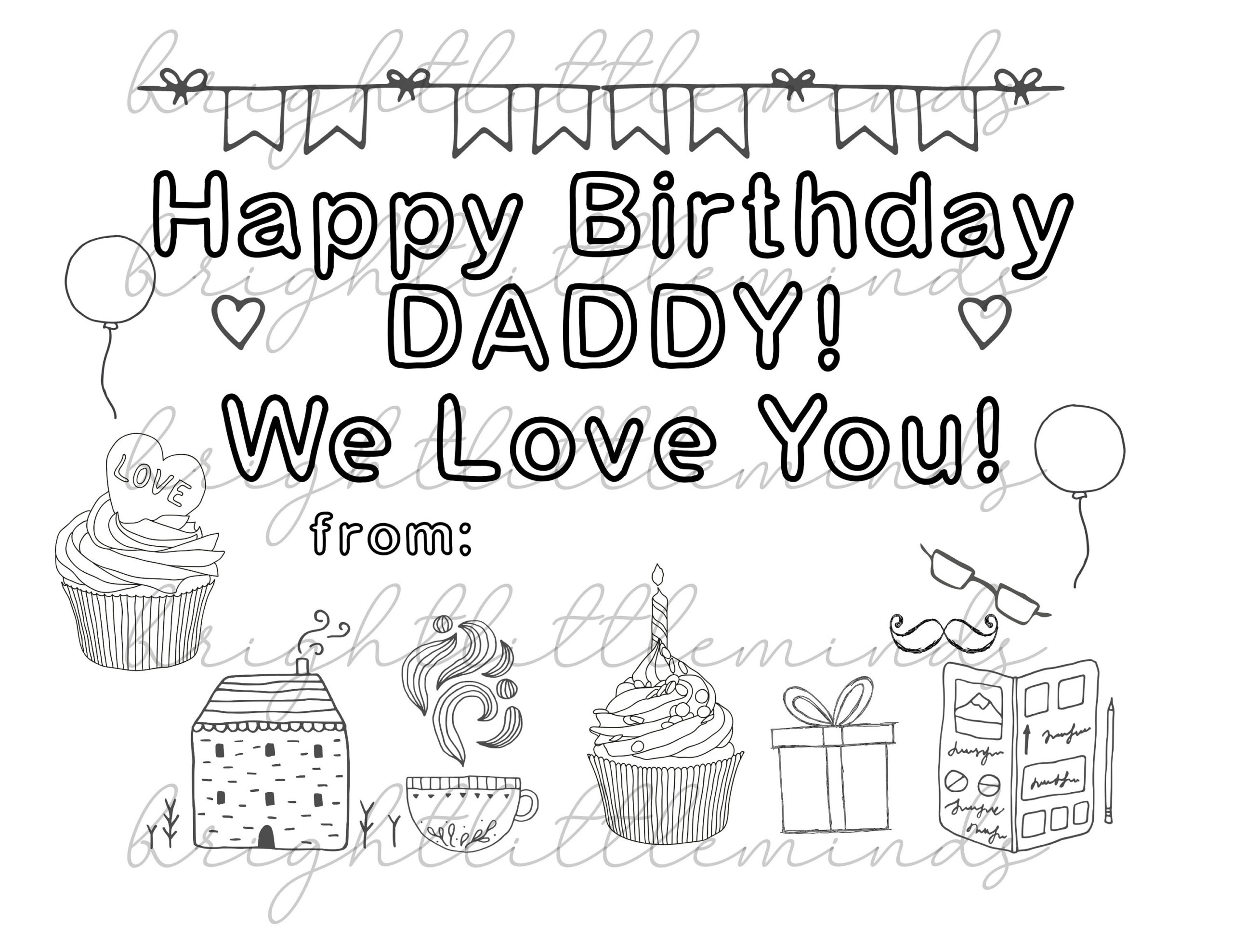 Instant Download | Printable | Happy Birthday Daddy | Diy Kids within Printable Happy Birthday Dad Cards