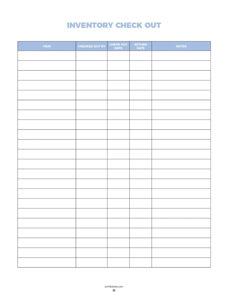 Inventory Sign Out Sheet Printables - 25 Free Equipment Check Out pertaining to Printable Equipment Sign Out Sheet Template