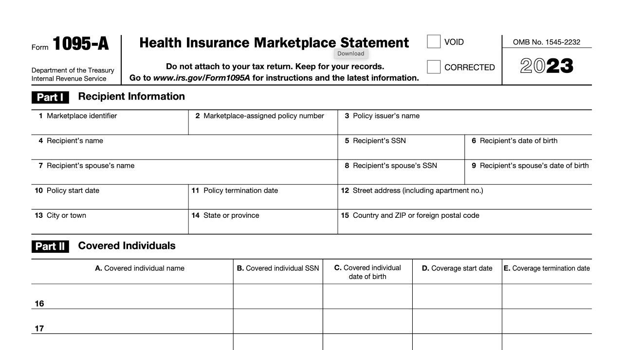 Irs Form 1095-A Walkthrough (Health Insurance Marketplace Statement) for Printable 1095 a Form Marketplace
