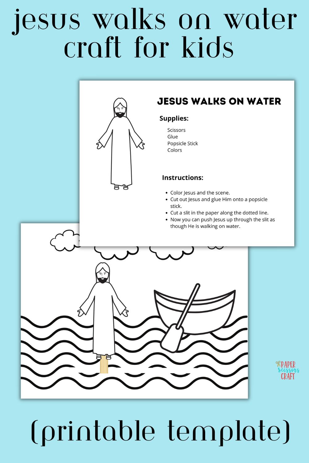 Jesus Walks On Water Craft For Kids (Printable Template) with regard to Jesus Walks on Water Printable