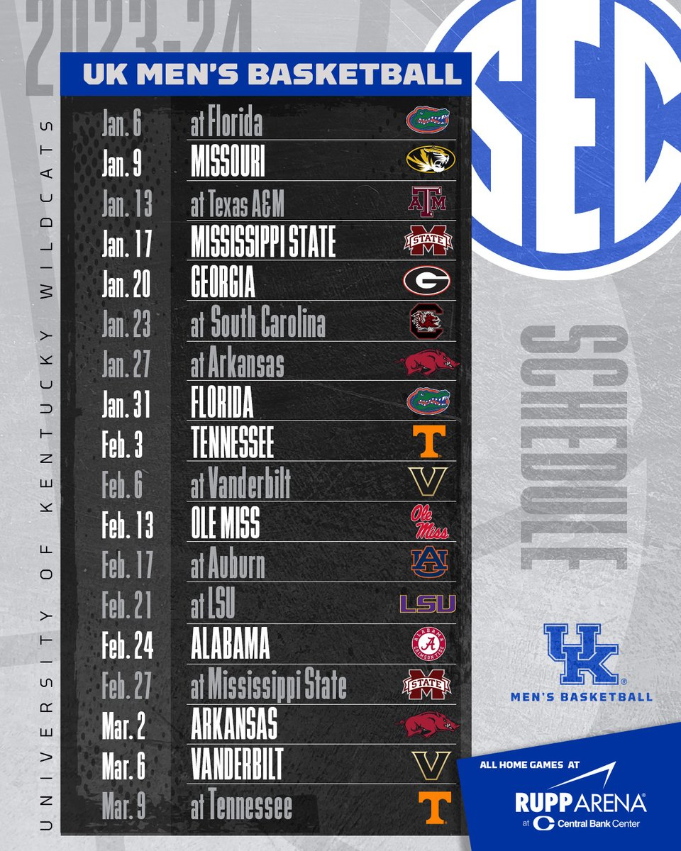 Kentucky Men&amp;#039;S Basketball On X inside Kentucky Wildcats Printable Basketball Schedule