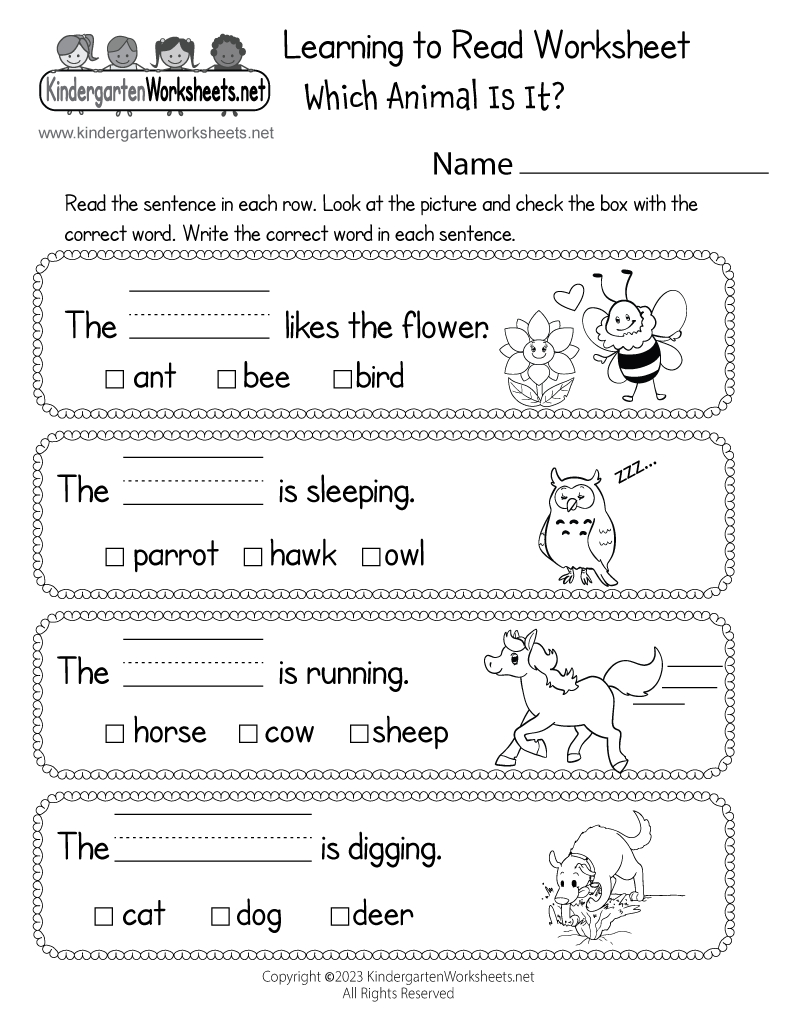 Learning To Read Worksheet - Free Printable, Digital, & Pdf regarding Printable Learning Worksheets For Kindergarten
