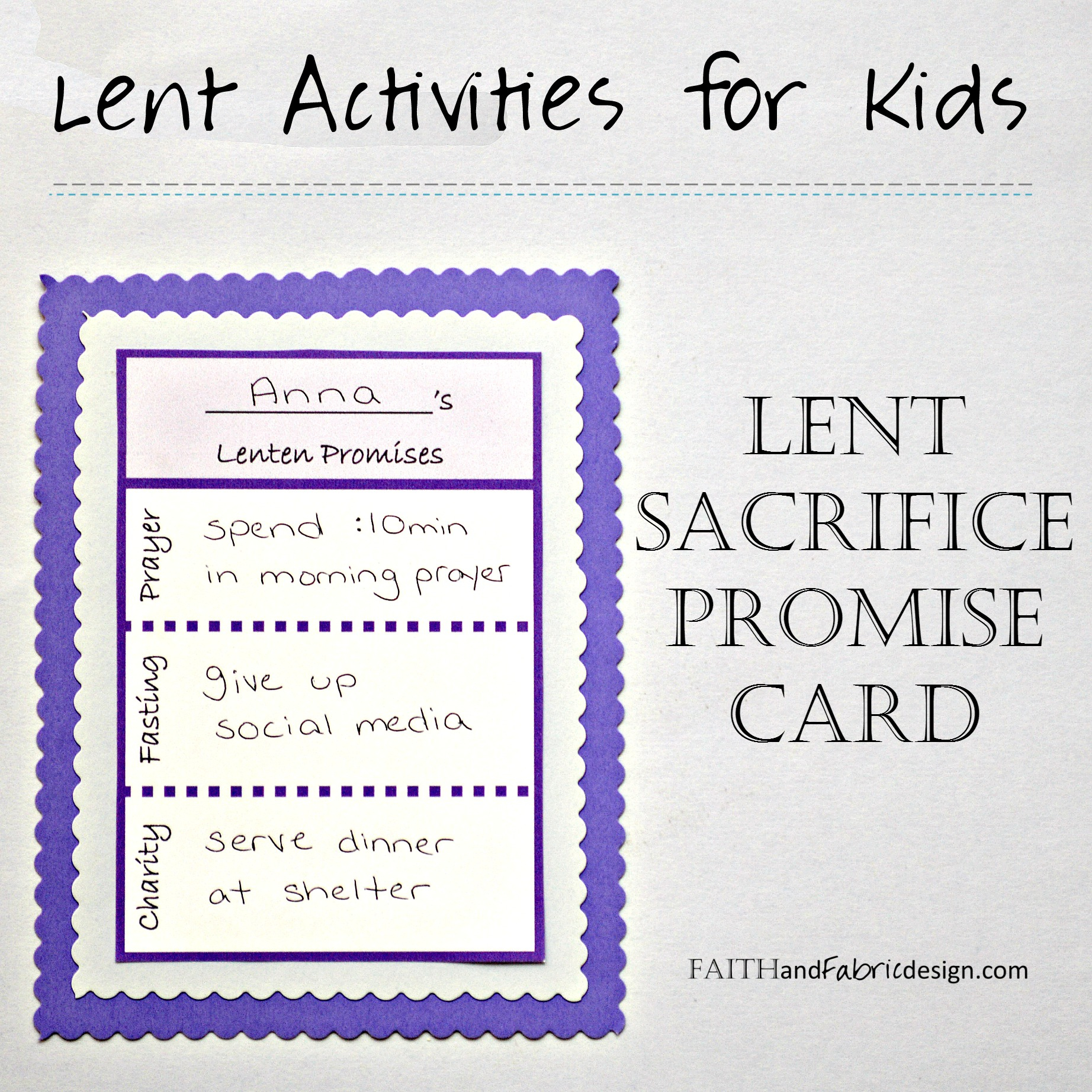 Lent Promise Card: Write Down Your Lent Sacrifice Ideas pertaining to Lent Activities For Sunday School Printable