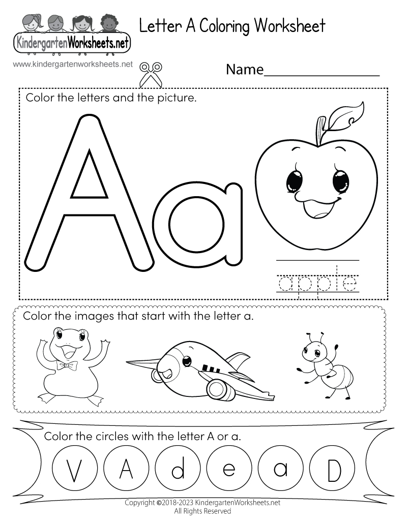 Letter A Coloring Worksheet - Free Printable, Digital, &amp;amp; Pdf pertaining to Kindergarten Free Printable Worksheets Alphabet