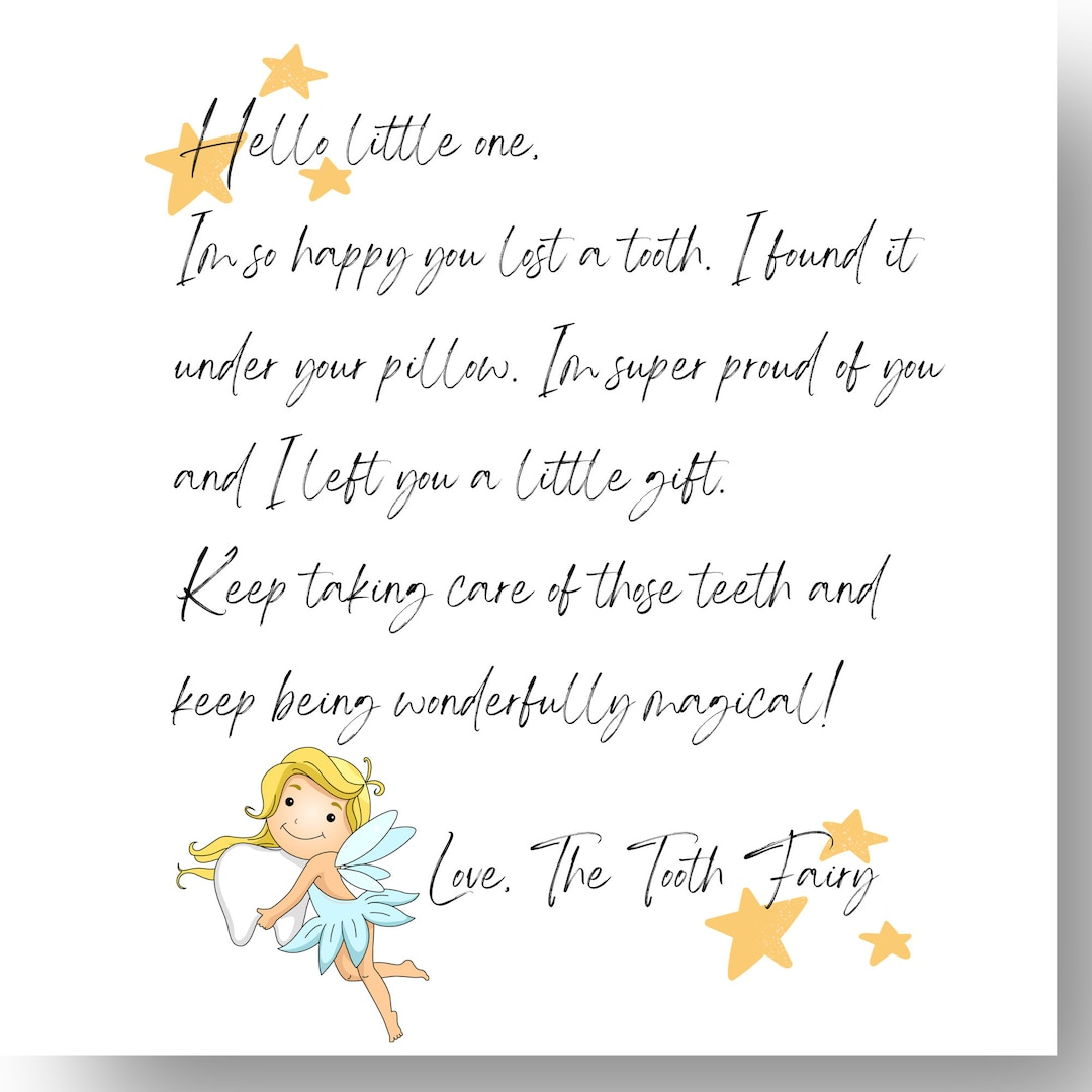 Letter From The Tooth Fairy, Printable - Etsy Uk intended for Printable Letter From The Tooth Fairy