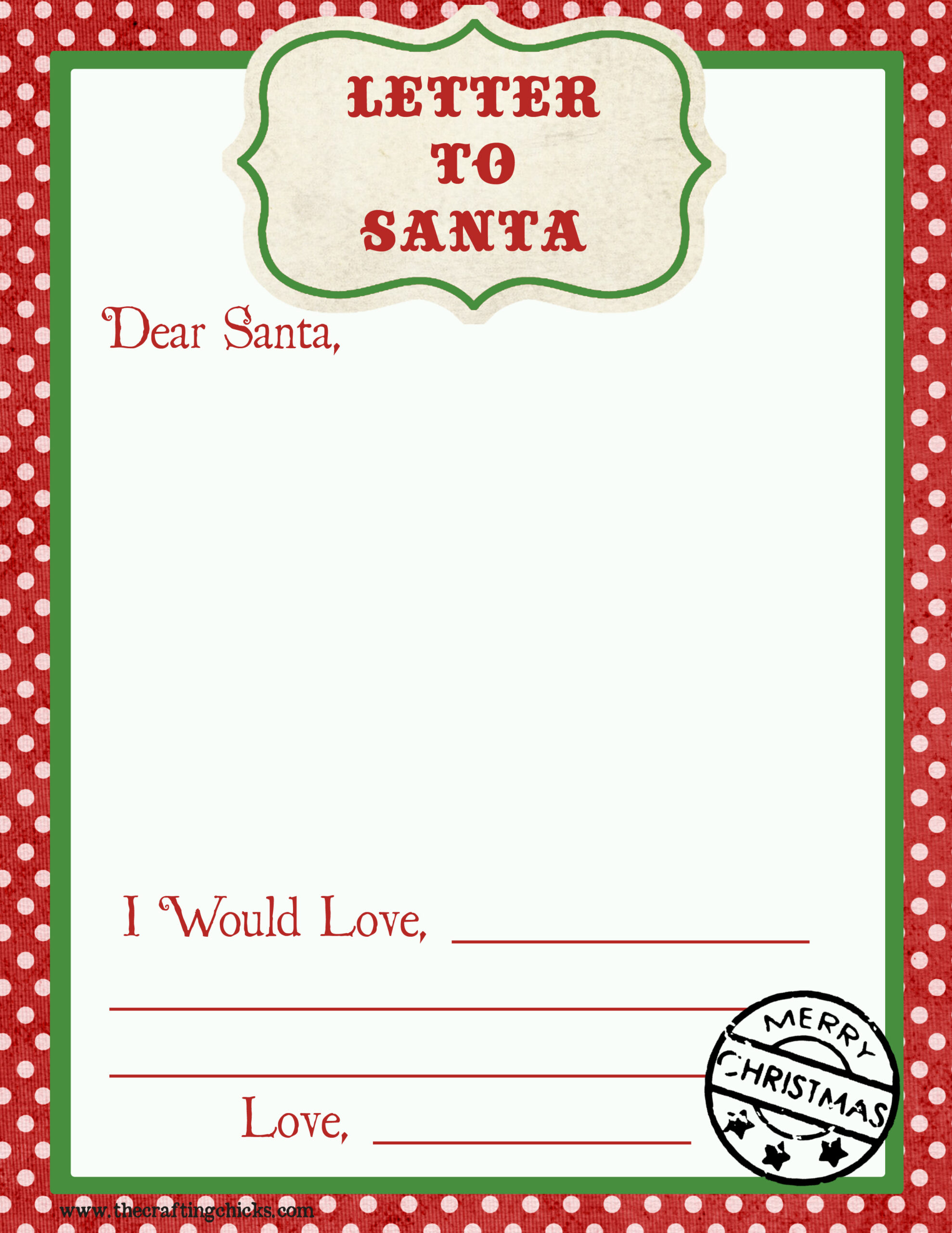 Letter To Santa Free Printable Download with Free Printable Letter to Santa Template