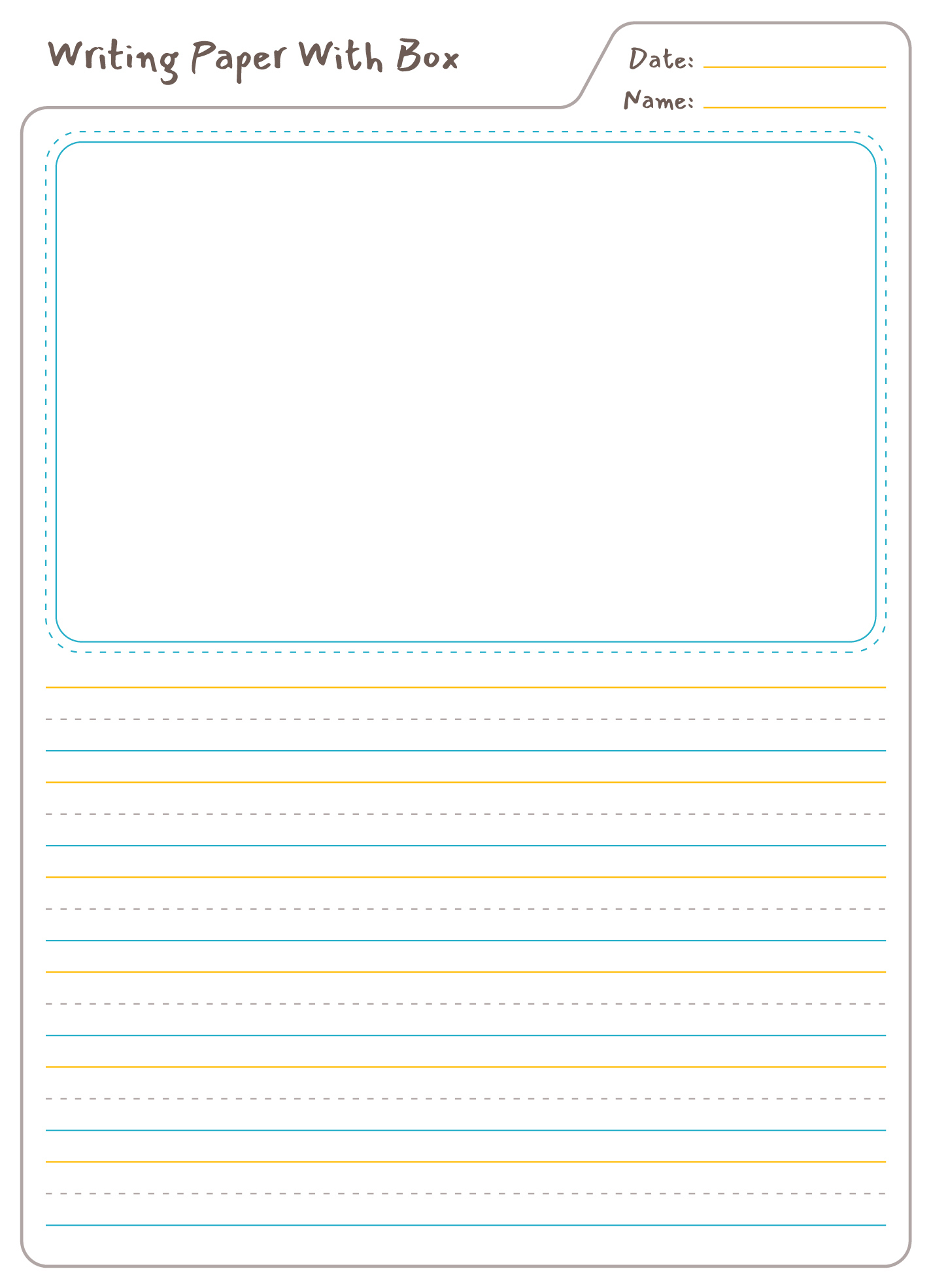 Lined Paper With Picture Box Free Google Docs Template - Gdoc.io with Printable Free Writing Paper With Picture Box