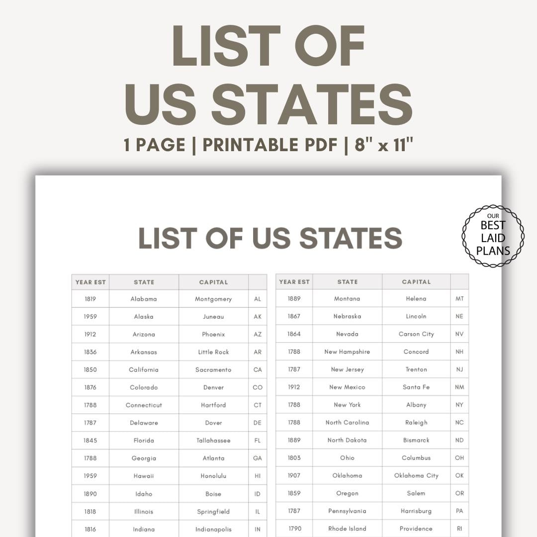 List Of Us States Printable, States Of America List Of Us States with List Of Us States Printable