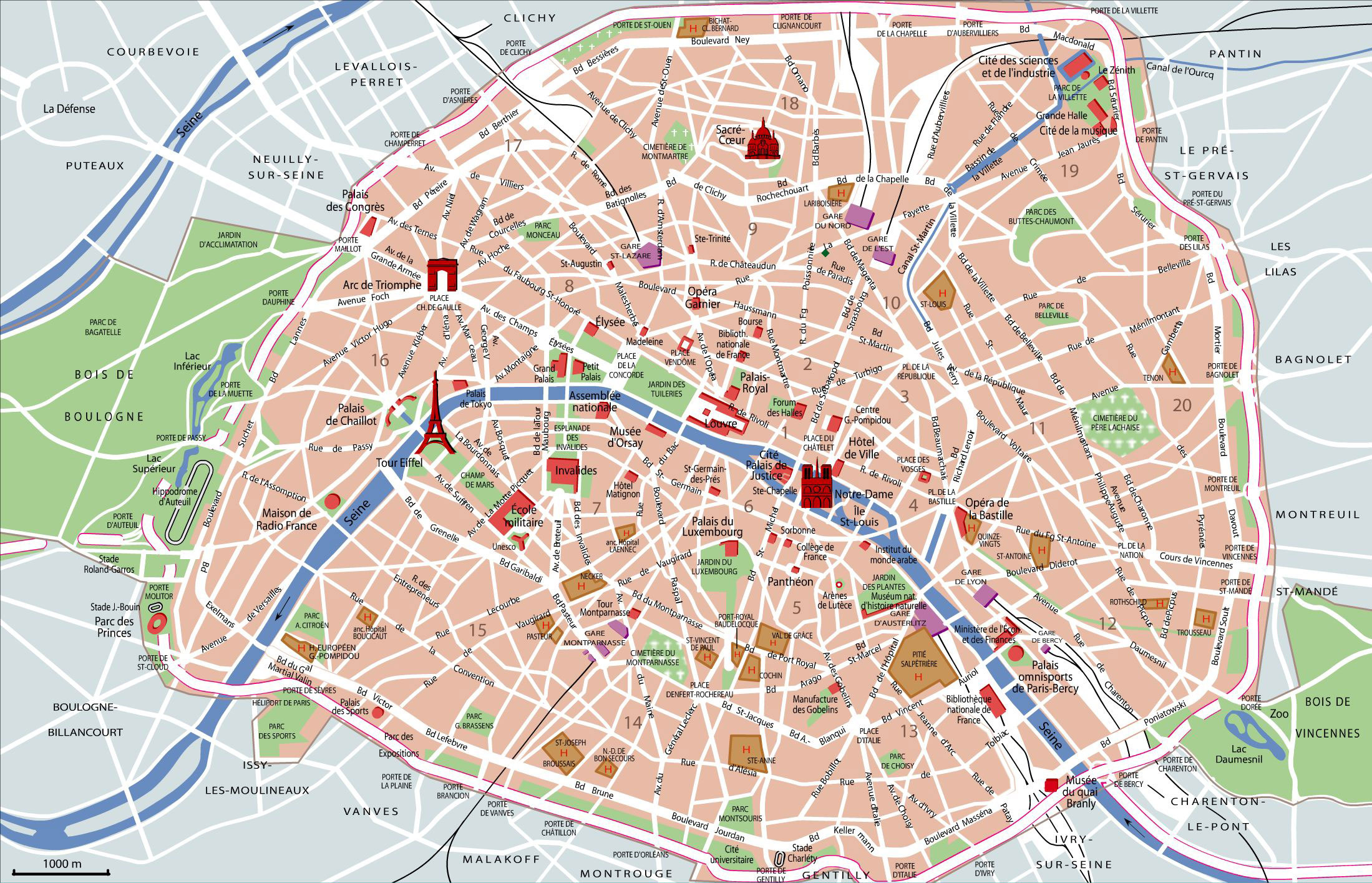 Map Of Paris Tourist Attractions, Sightseeing &amp;amp; Tourist Tour throughout Tourist Map of Paris Printable