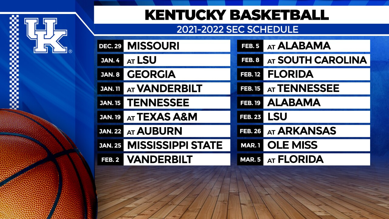 Men&amp;#039;S Basketball Sec Schedule Released for Kentucky Wildcats Printable Basketball Schedule