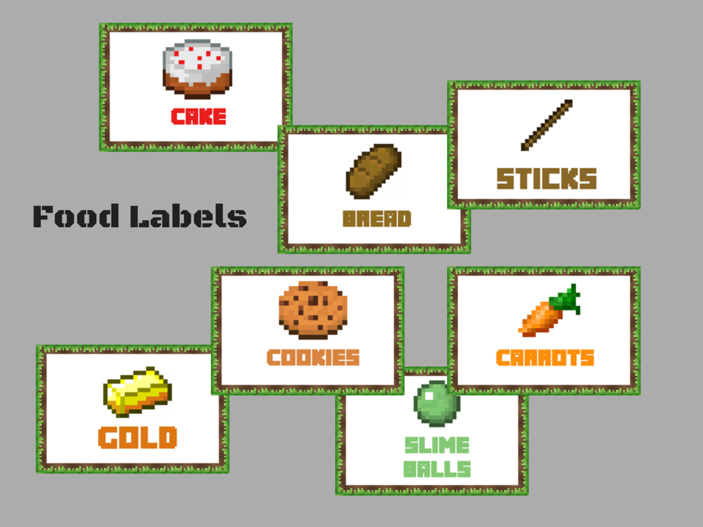 Minecraft Food Labels - Magical Printable within Minecraft Food Labels Free Printables