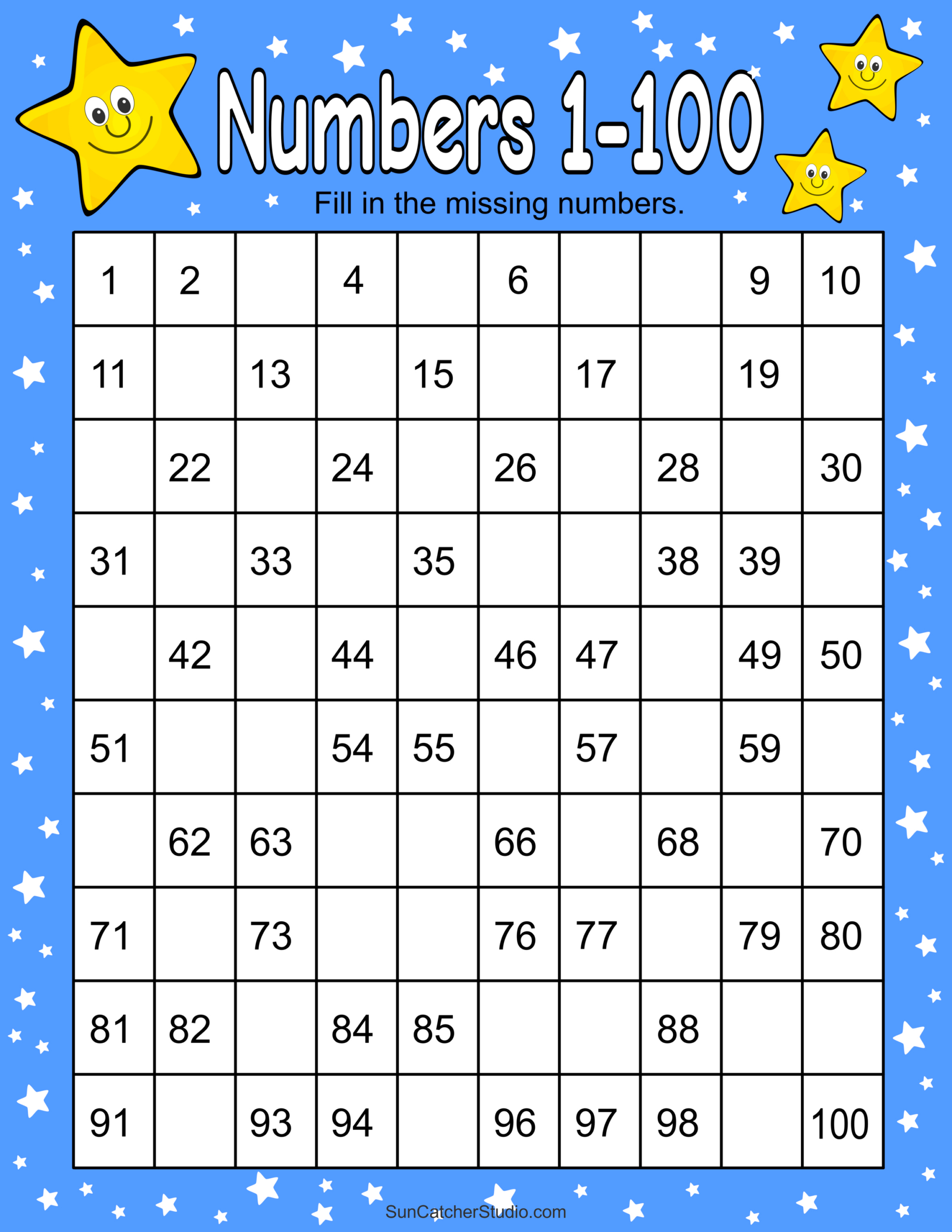 Missing Numbers Worksheets (Fill In The Missing Numbers) – Free in Printable Numbers 1-100 Worksheets