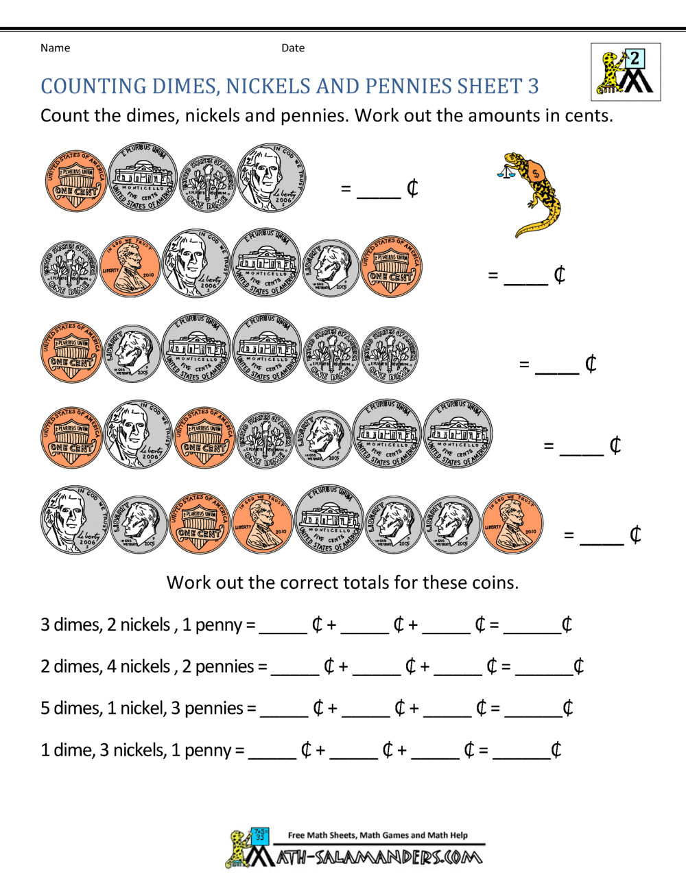 Money Worksheets For 2Nd Grade for Free Printable Math Sheets For 2Nd Grade