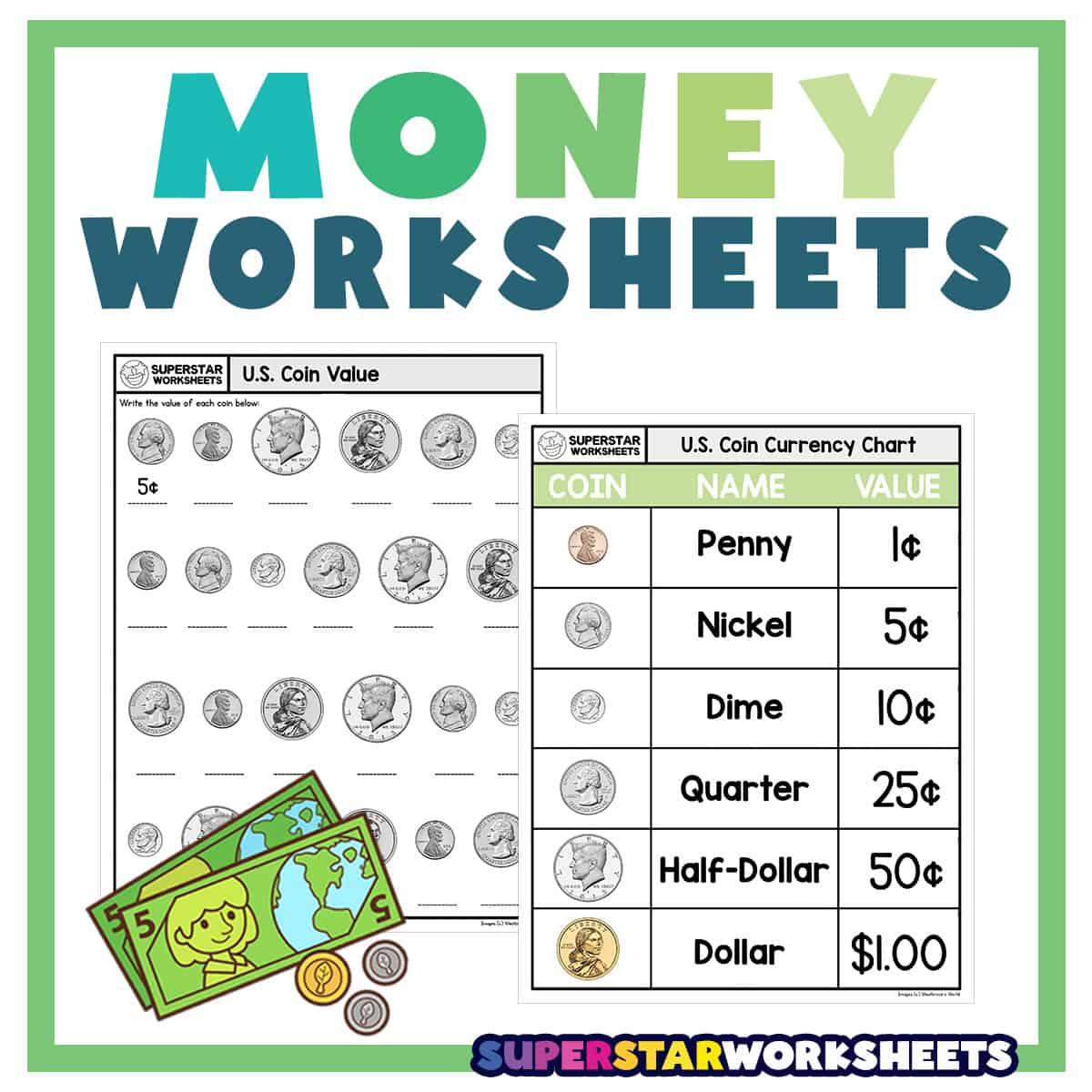 Money Worksheets - Superstar Worksheets with Free Printable Money Worksheets For Kindergarten