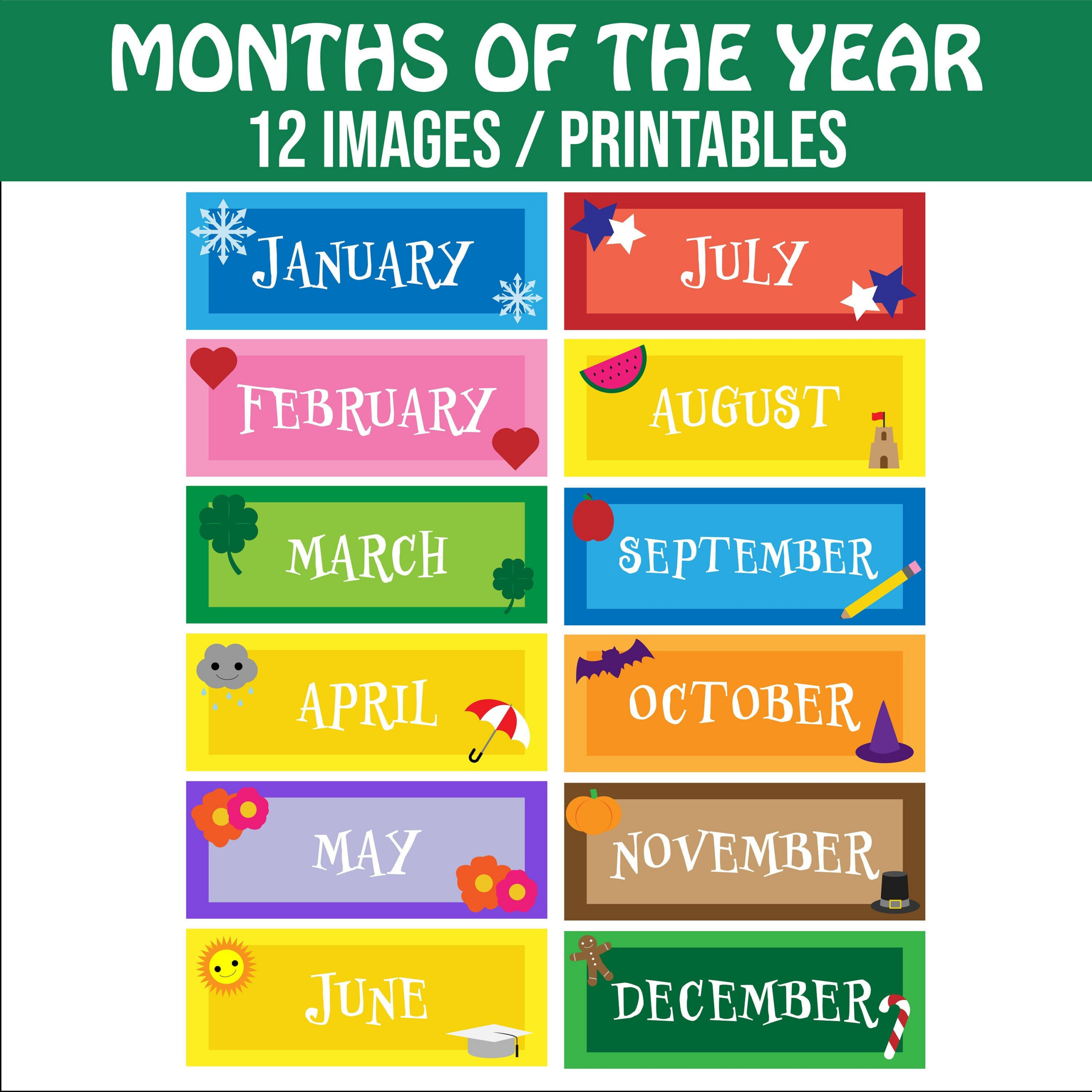 Months Of The Year Printable - 12 Images / Printables For Classroom  Calendar - Classroom / Powerpoint / Teacher Resource intended for Months Of The Year Printable