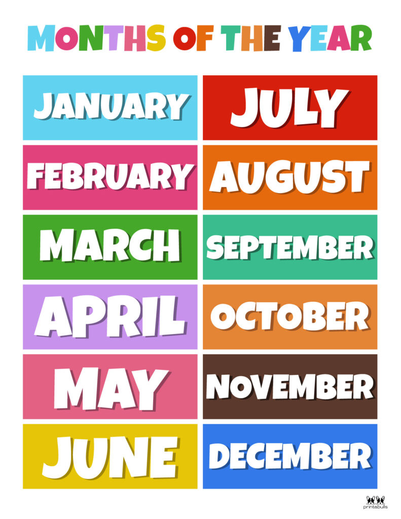 Months Of The Year Worksheets &amp;amp; Printables | Printabulls for Months of the Year Printable