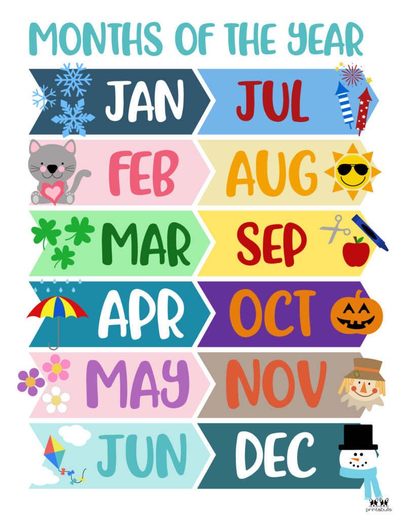 Months Of The Year Worksheets &amp;amp; Printables | Printabulls with regard to Months Of The Year Printable