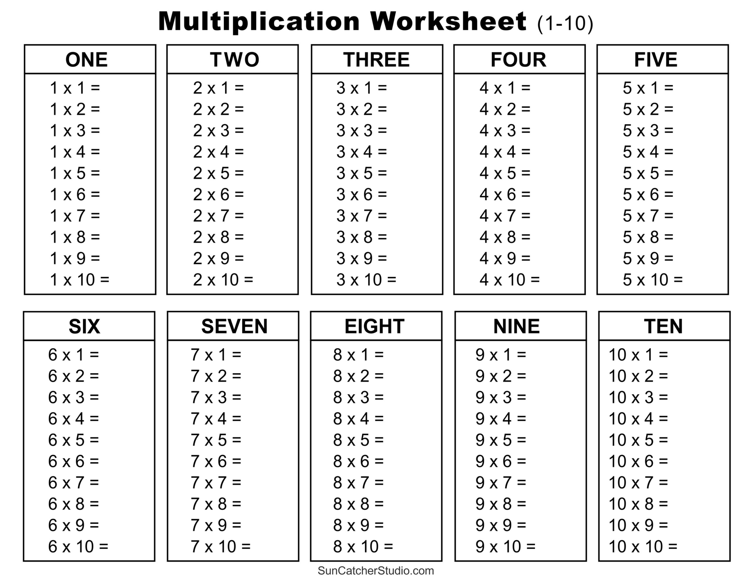 Multiplication Charts (Pdf): Free Printable Times Tables – Free intended for Free Printable Multiplication Table Worksheet
