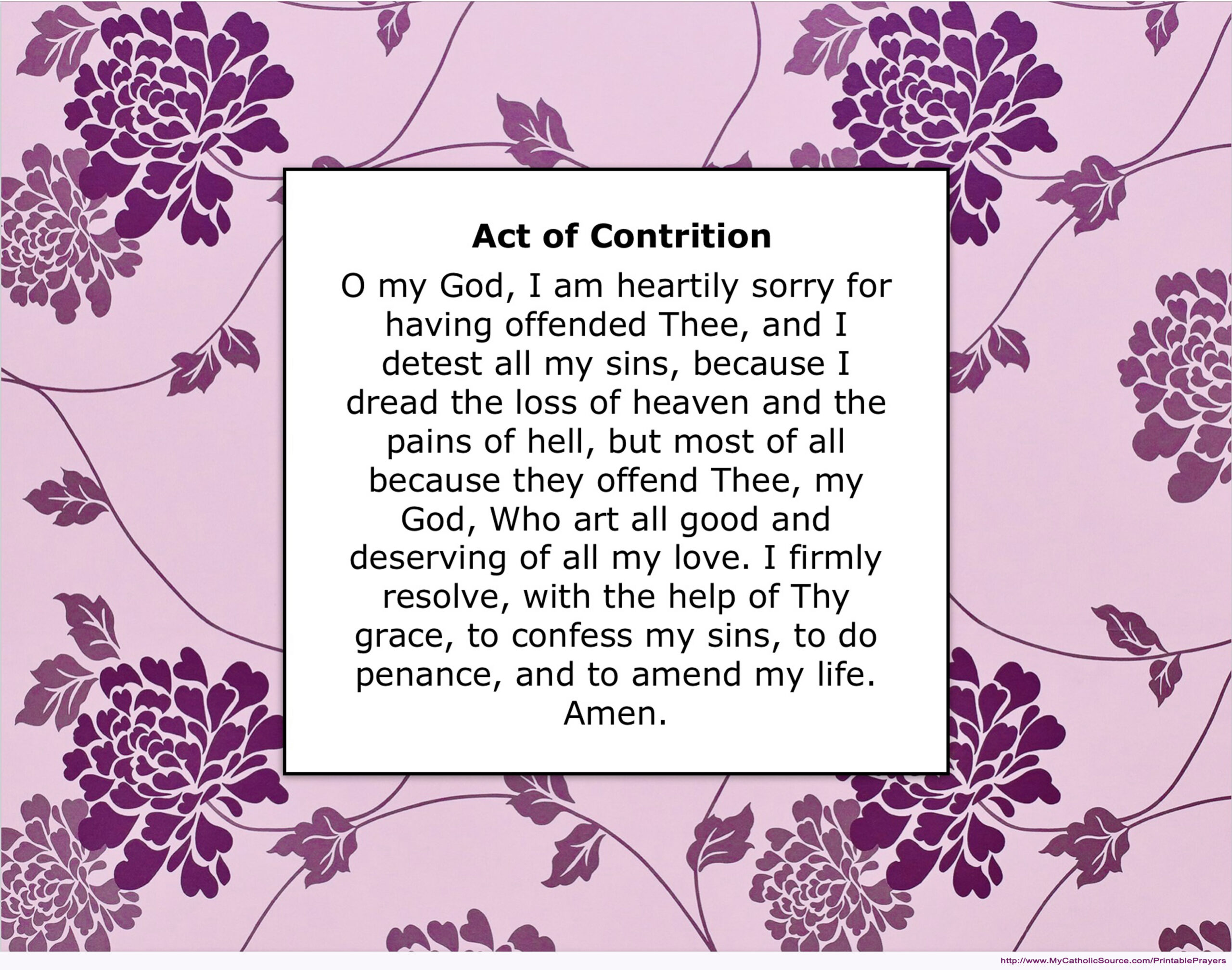 Mycatholicsource: Printable Prayers with Act of Contrition Prayer Printable