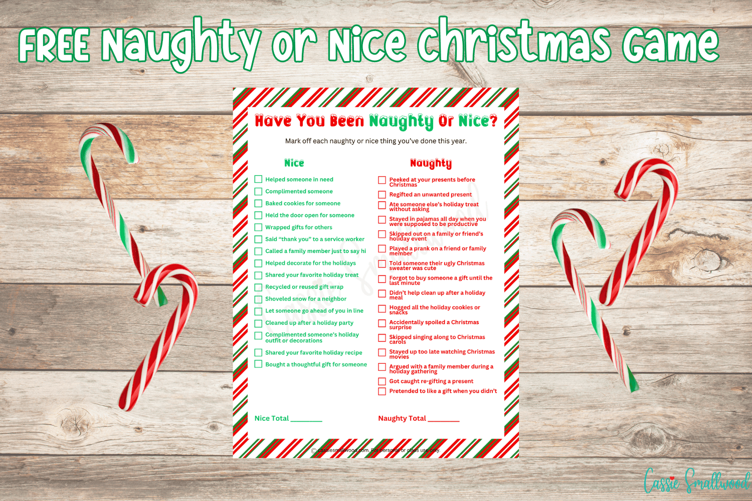 Naughty Or Nice Christmas Game (Free Printable) - Cassie Smallwood inside For Adults Popular Printable Christmas Games