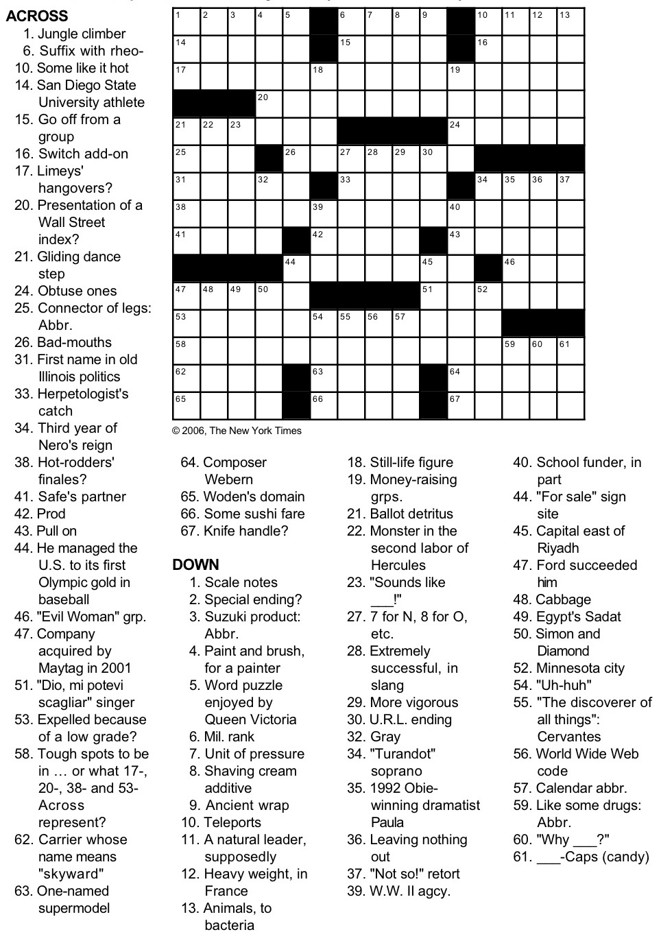 New York Times Crossword Puzzlegeorge Barany And Michael Shteyman pertaining to Ny Times Crossword Puzzle Printable