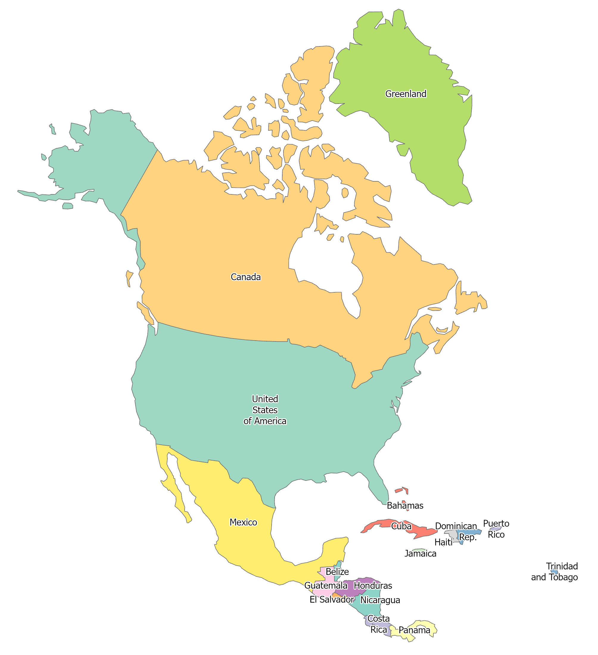 North America Blank Map And Country Outlines - Gis Geography intended for Free Printable Map of North America