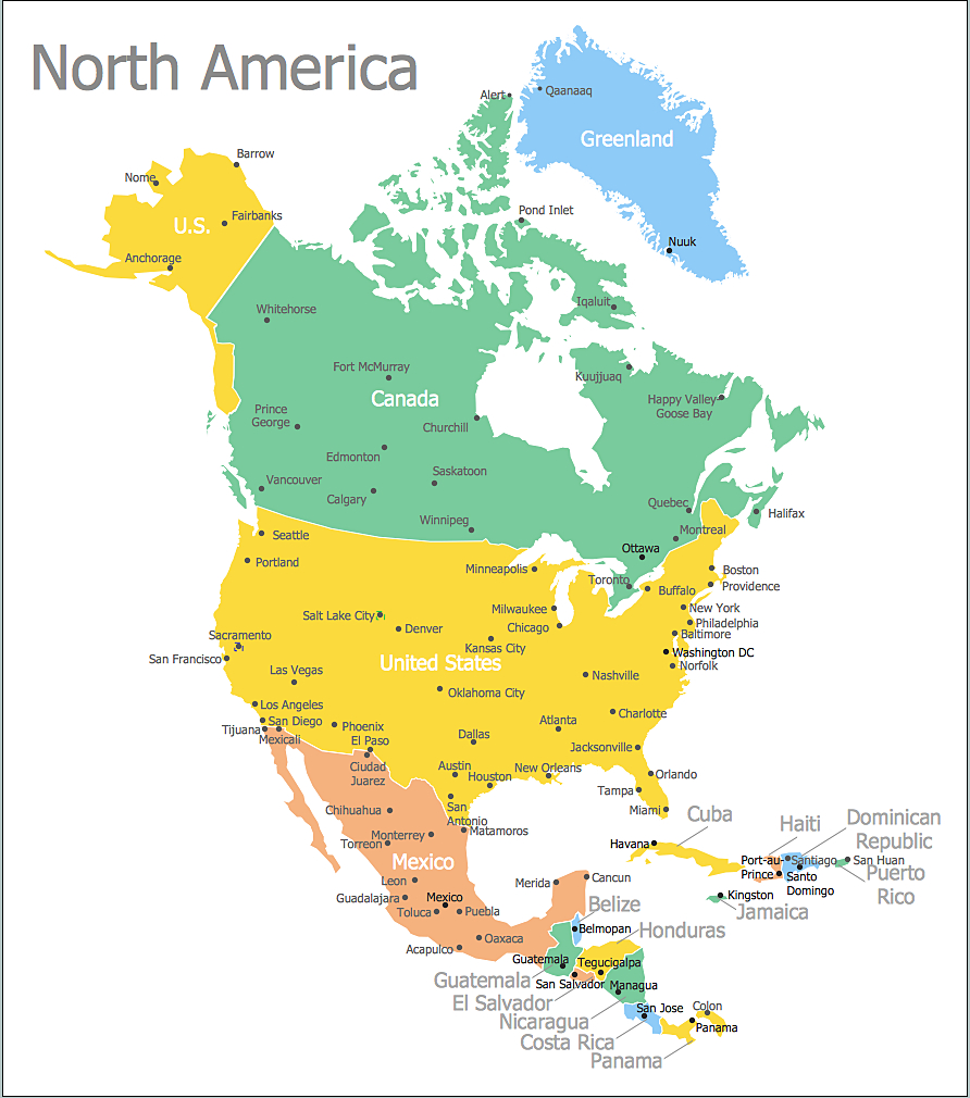 North America Map With Capitals - Template | How To Draw A Map Of pertaining to Free Printable Map Of North America