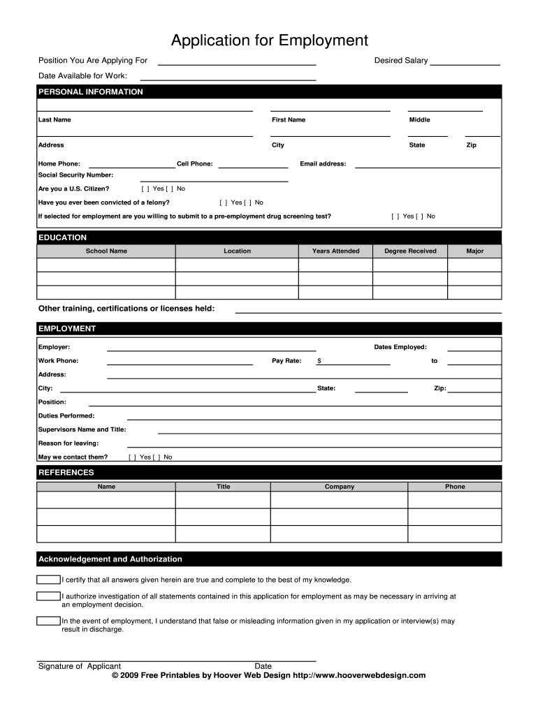Online Application For Employment Form - Fill Online, Printable intended for Printable Basic Job Application Form