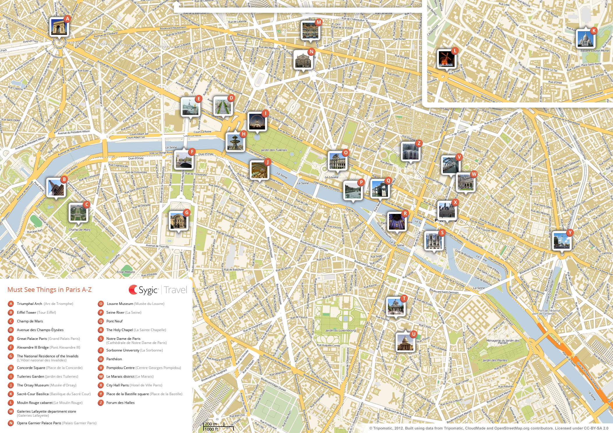 Paris Printable Tourist Map | Tripomatic in Tourist Map of Paris Printable