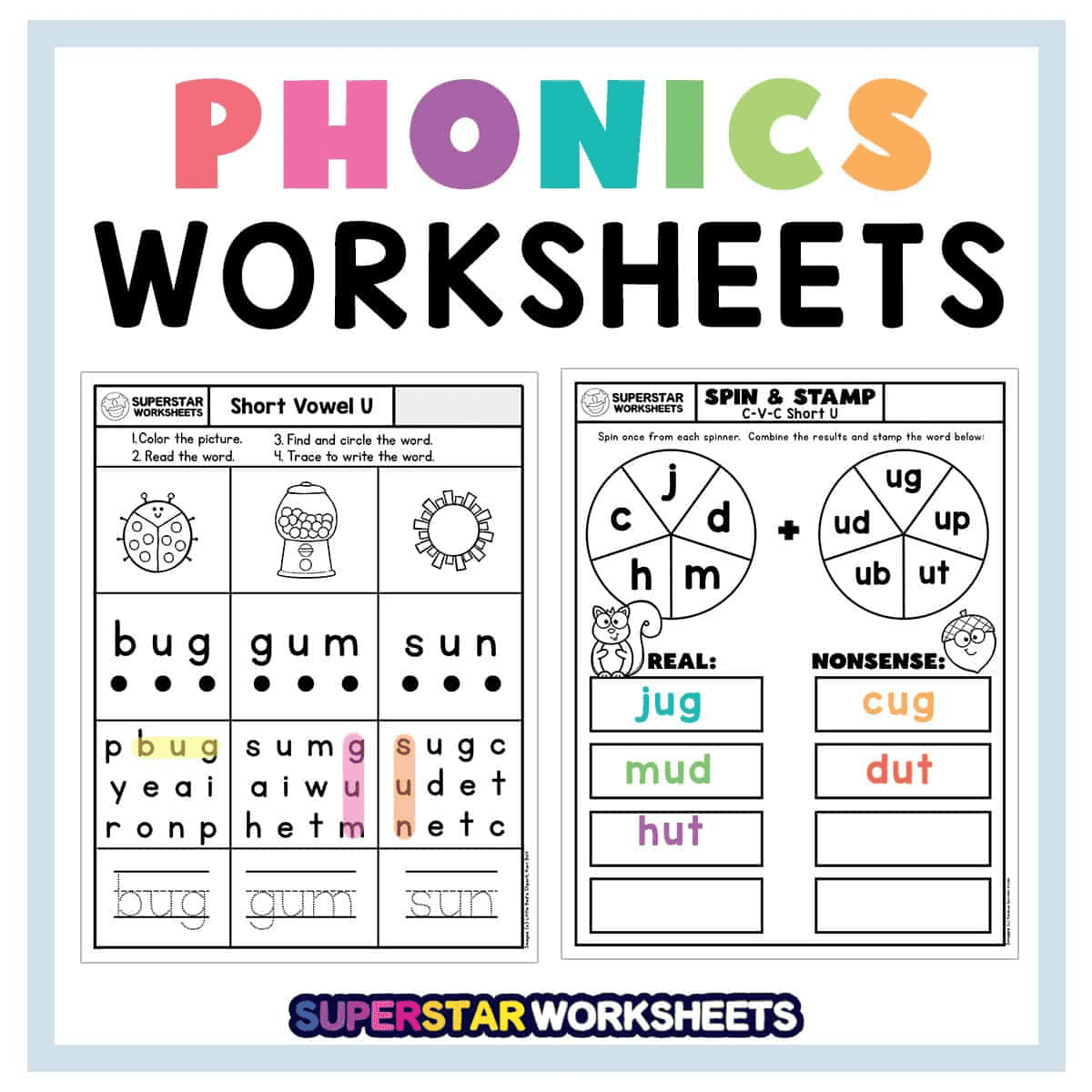 Phonics Worksheets - Superstar Worksheets regarding Free Phonics Printables For Kindergarten